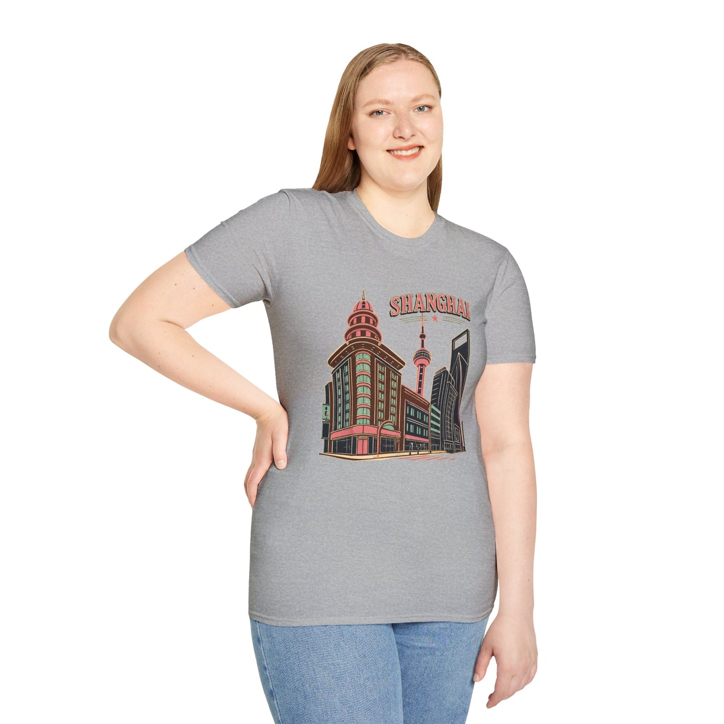 Shanghai Skyline T-Shirt — Retro Cityscape Travel Tee