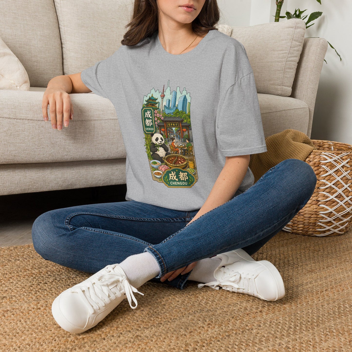 Chengdu Travel T-Shirt — Panda & Cityscape Graphic Tee