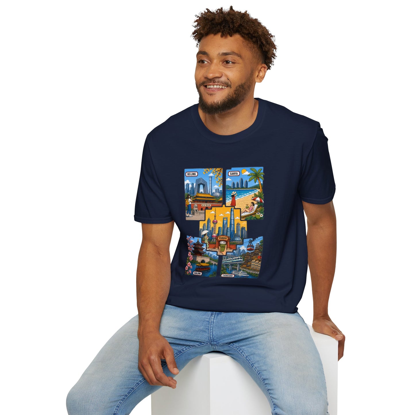 Cityscape Postcard T-Shirt — Miami & Dubai Travel Vintage Graphic Tee