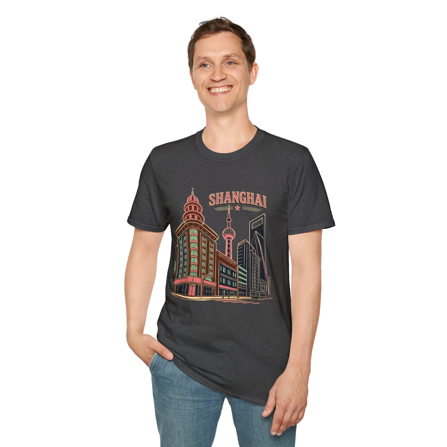Shanghai Skyline T-Shirt — Retro Cityscape Travel Tee