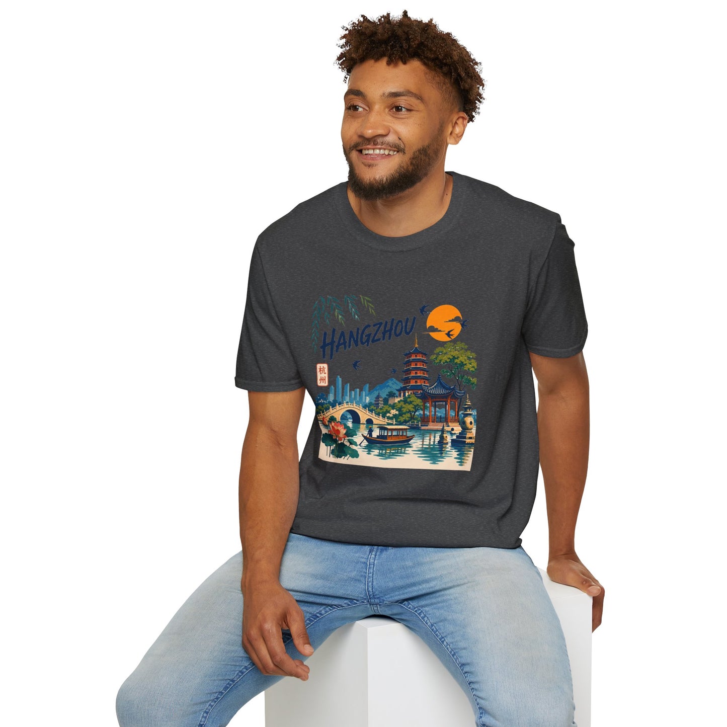 Hangzhou Travel Tee — Scenic Pagoda, Skyline & Sunset Graphic T-Shirt