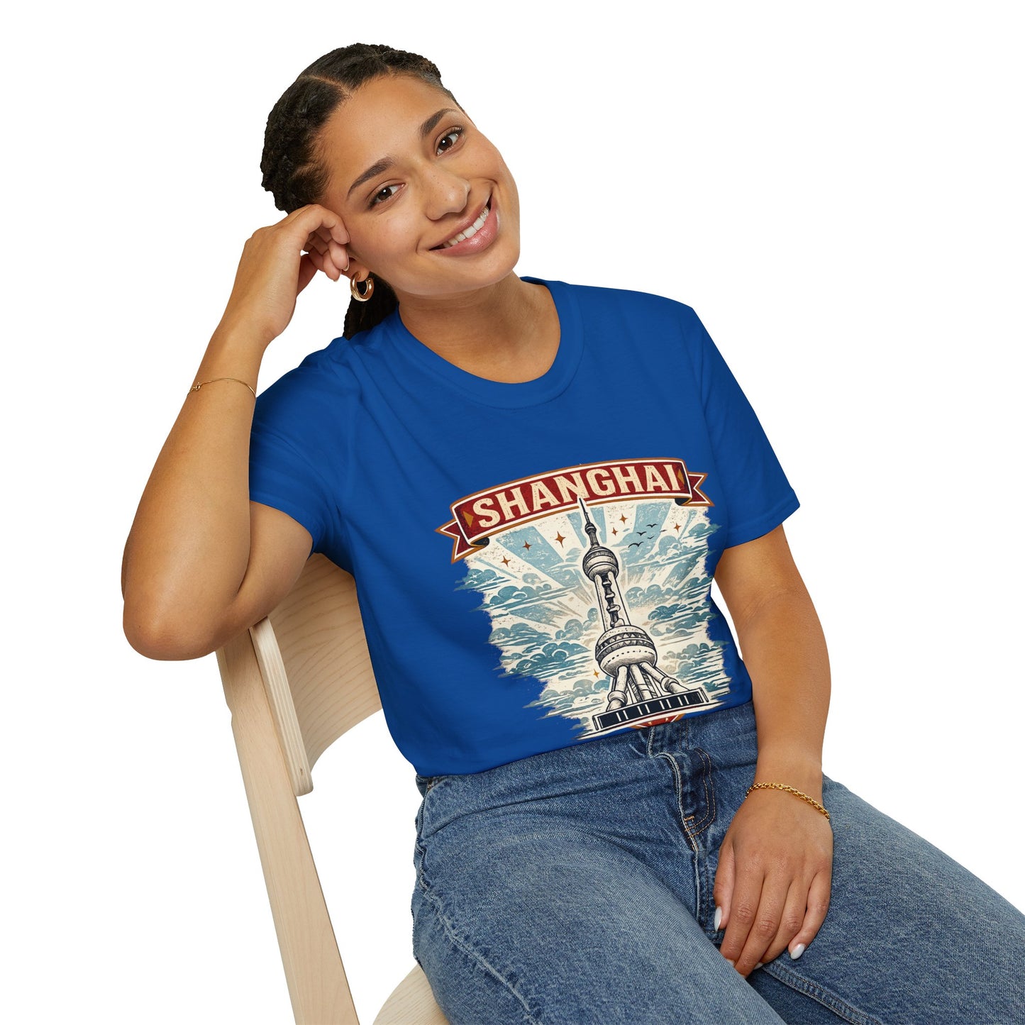 Shanghai Skyline T-Shirt — Retro Oriental Pearl Tower Travel Tee