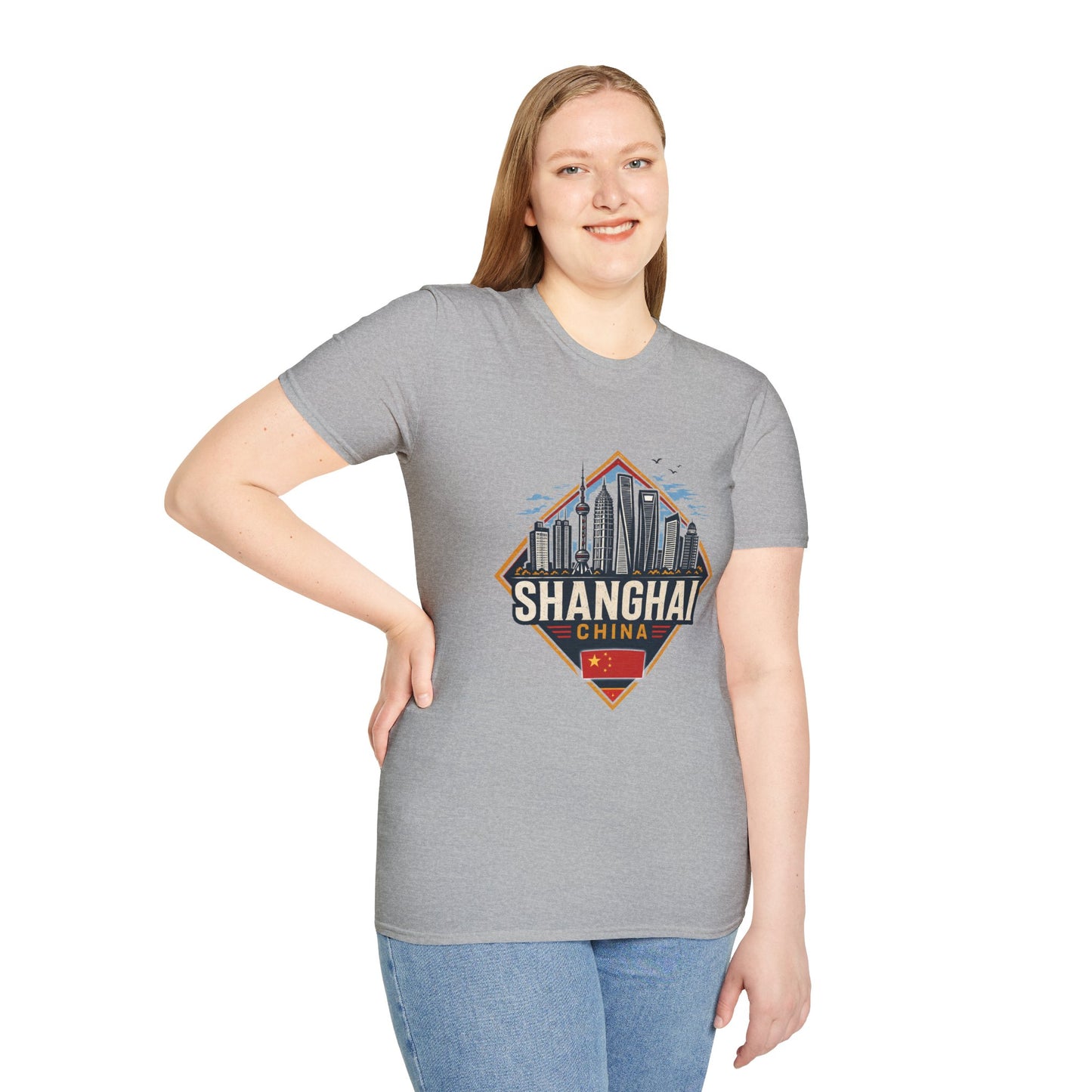Shanghai Skyline T-Shirt — Retro Cityscape Travel Tee (Shanghai, China)