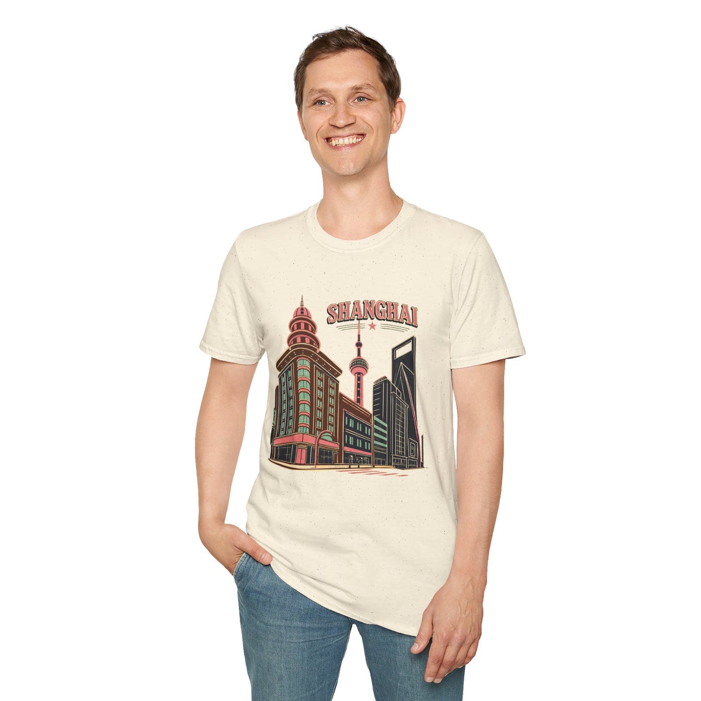Shanghai Skyline T-Shirt — Retro Cityscape Travel Tee