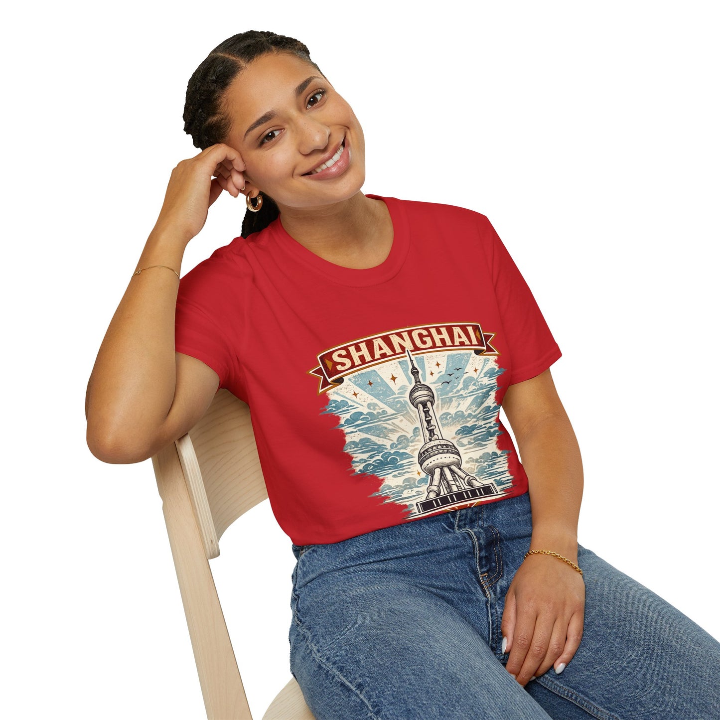 Shanghai Skyline T-Shirt — Retro Oriental Pearl Tower Travel Tee