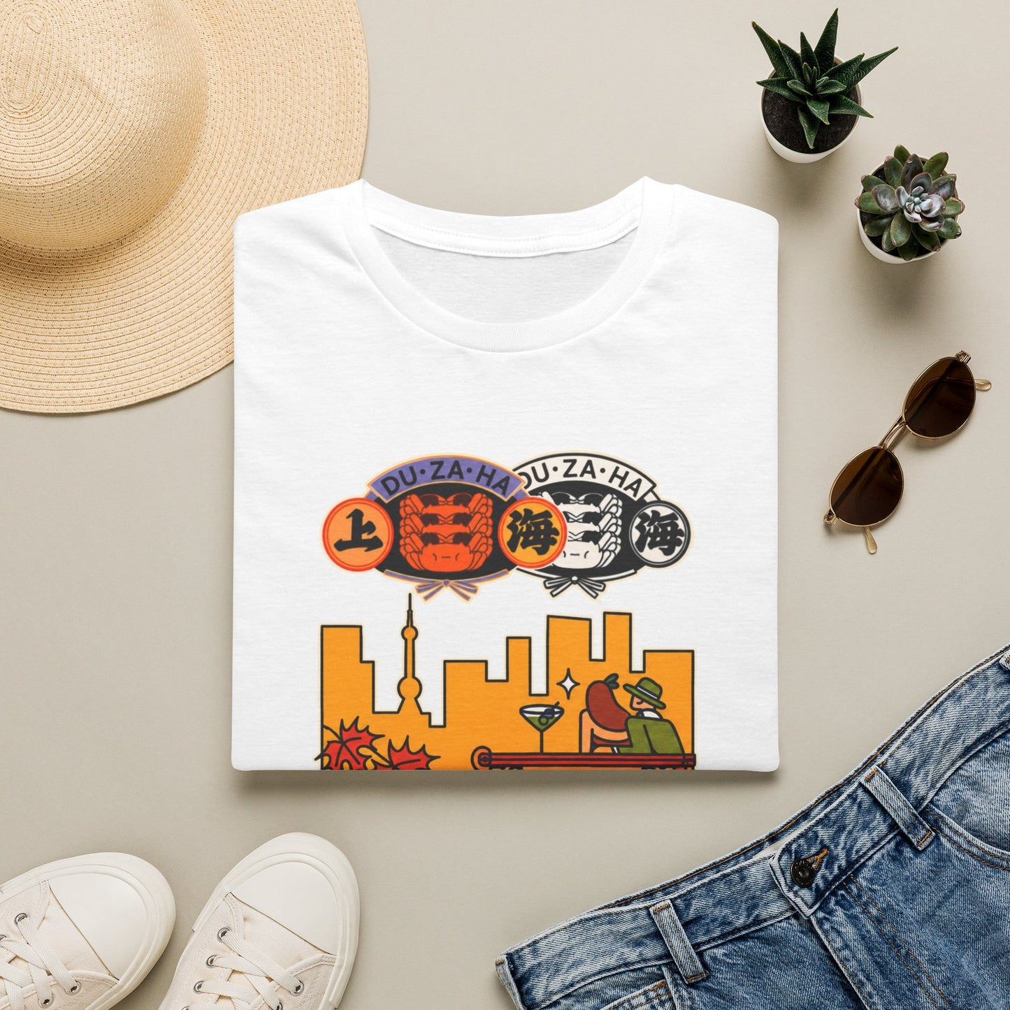 Skyline Ramen Scene T-Shirt — Retro Japanese Noodle Shop Design