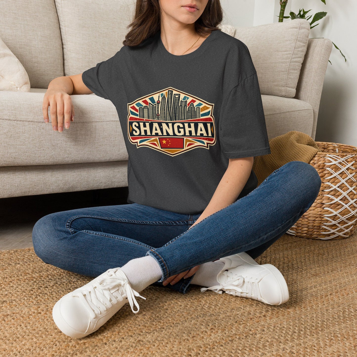 Shanghai Skyline Vintage T‑Shirt