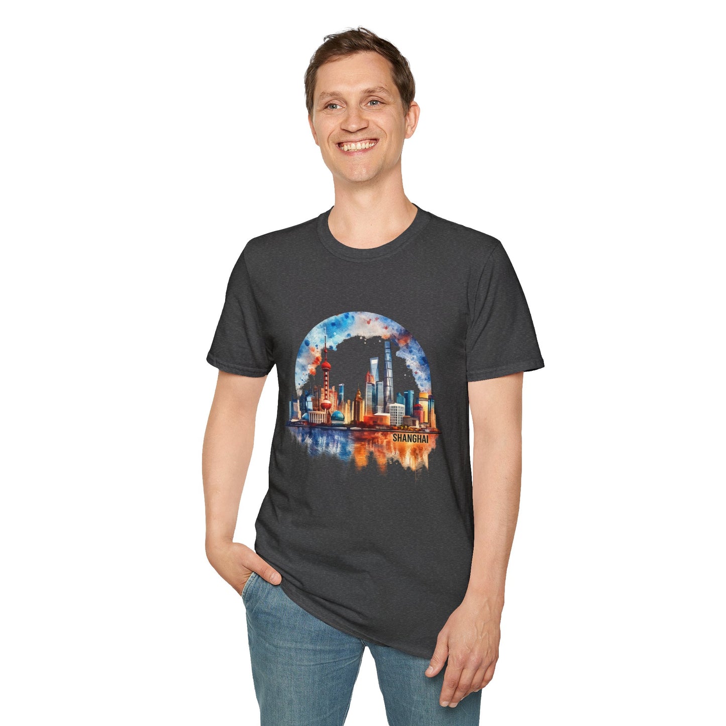 City Skyline T-Shirt — Watercolor Shanghai Landscape Tee
