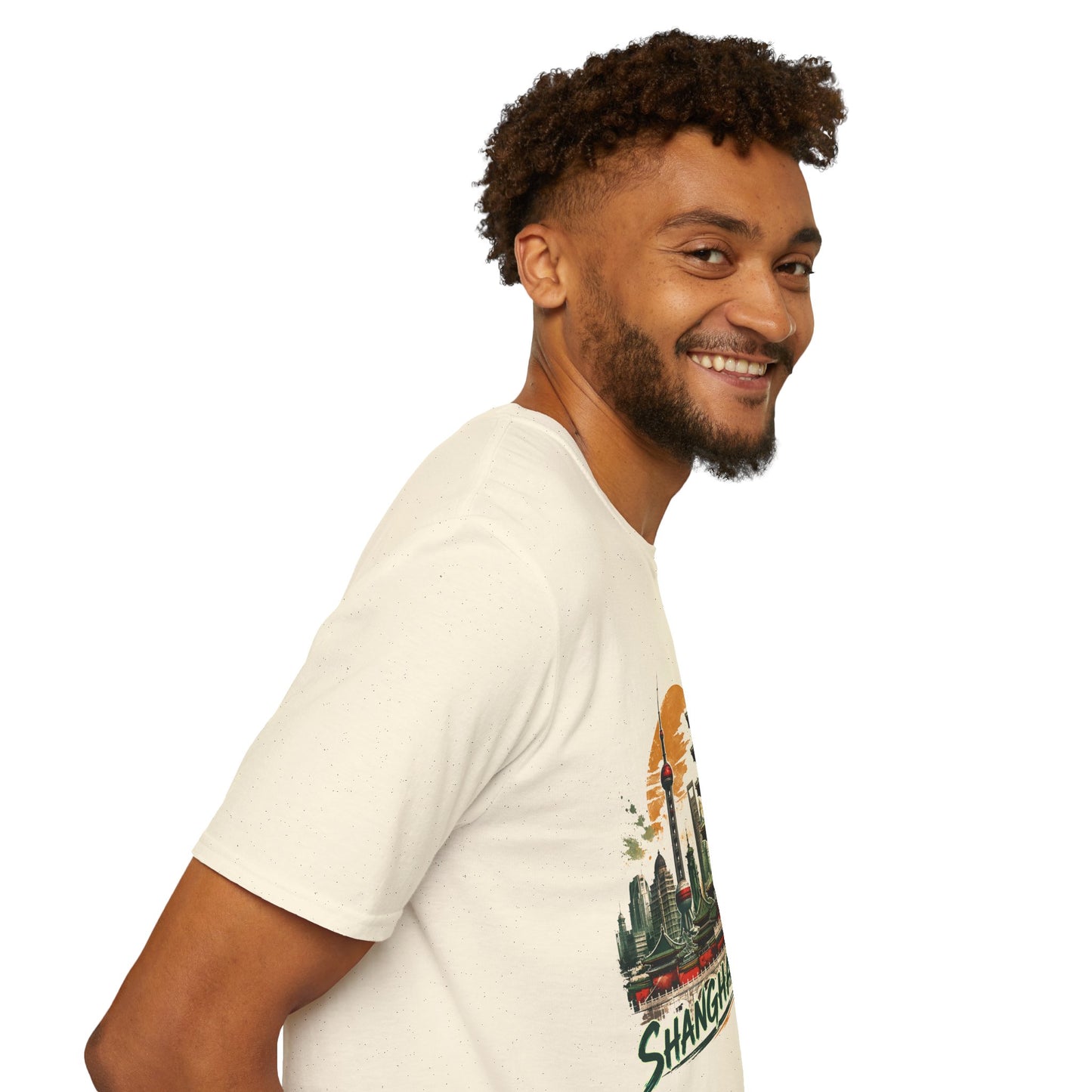 Shanghai skyline T-Shirt — Watercolor Pagoda & Oriental Sunset Tee