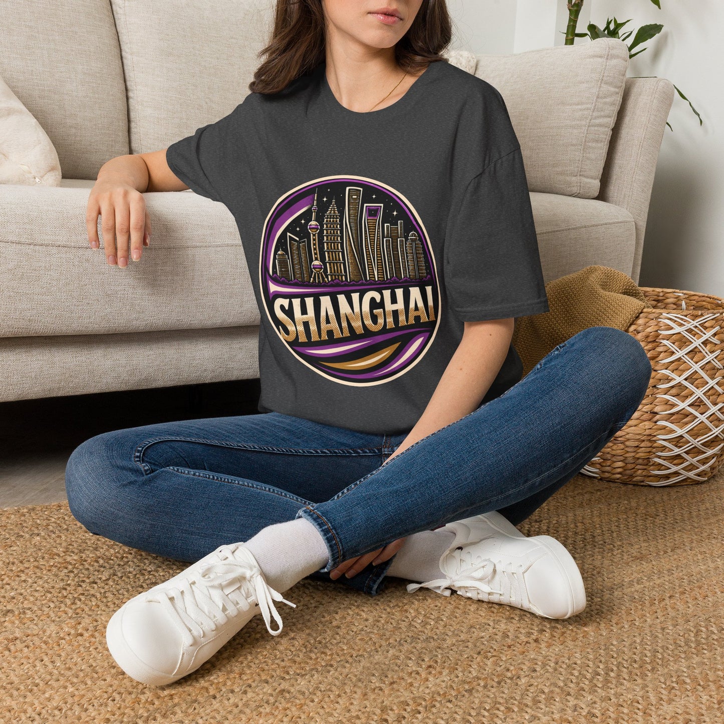 Shanghai Skyline T-Shirt — Retro Neon Cityscape Tee