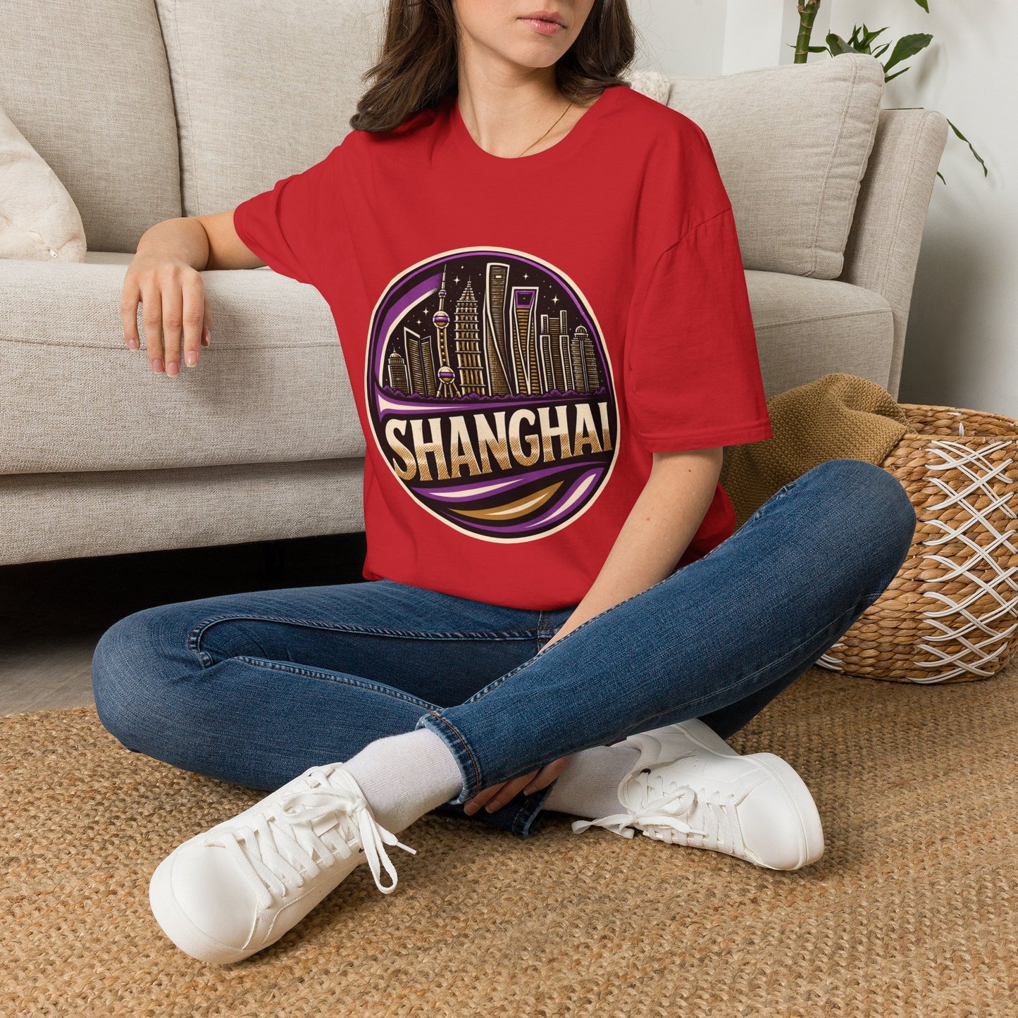 Shanghai Skyline T-Shirt — Retro Neon Cityscape Tee