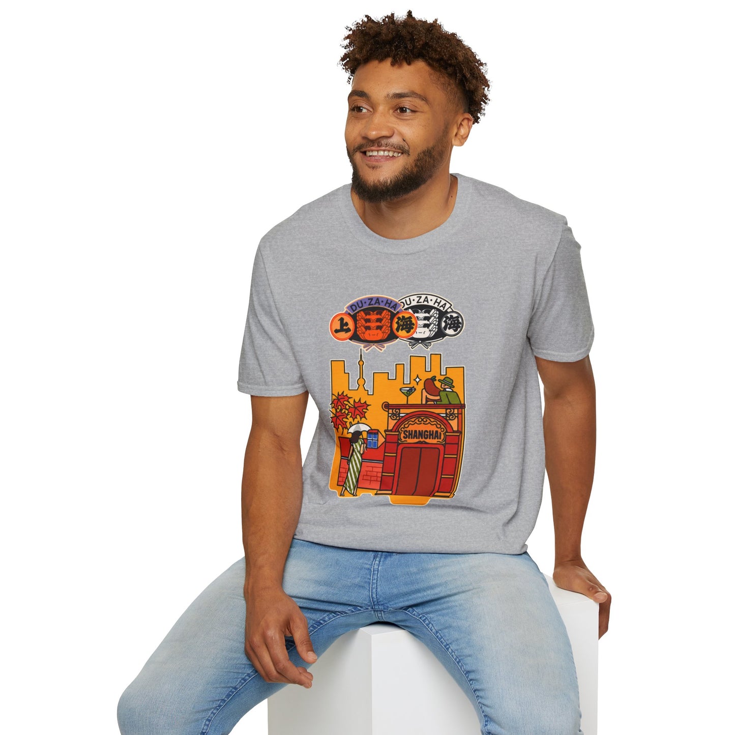 Skyline Ramen Scene T-Shirt — Retro Japanese Noodle Shop Design