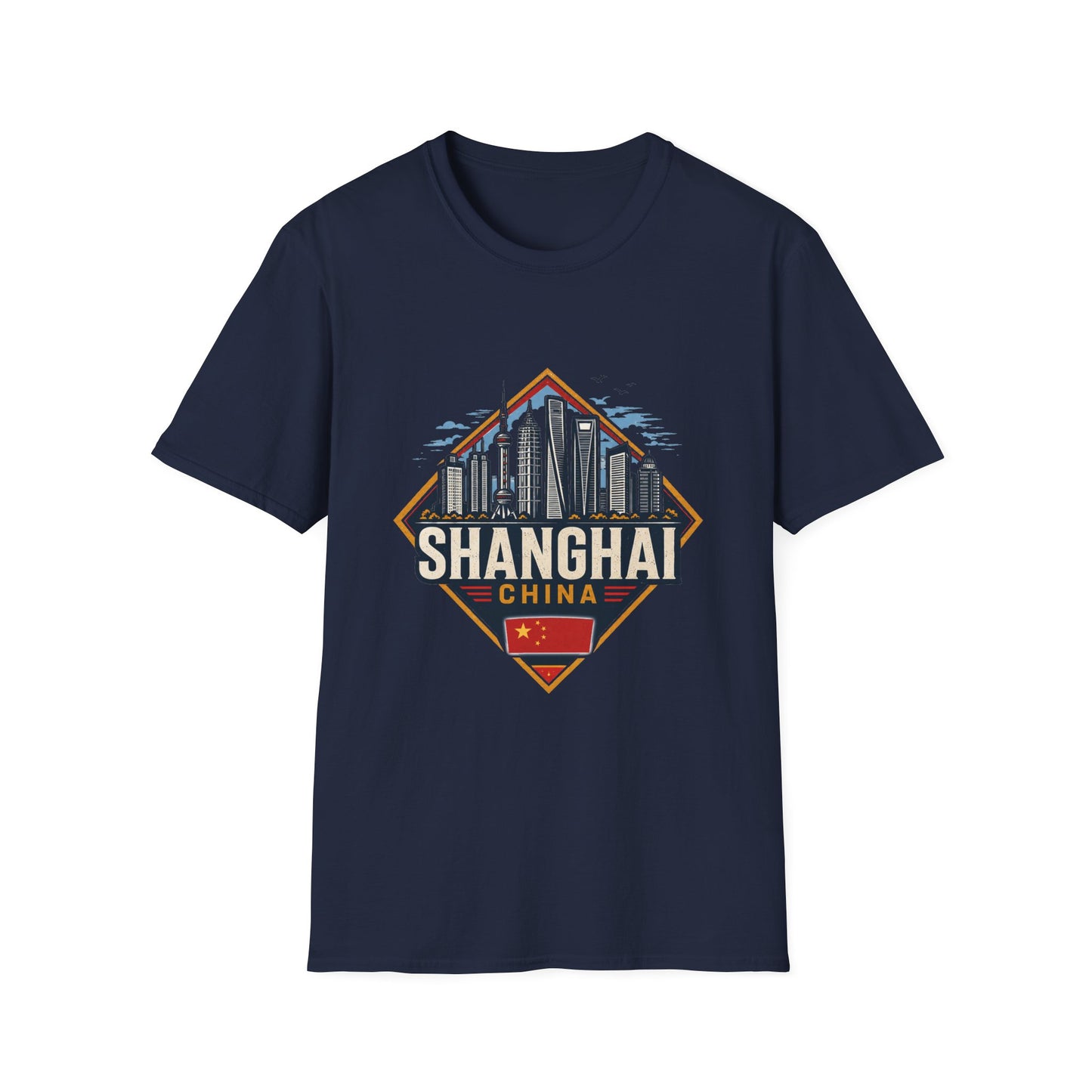 Shanghai Skyline T-Shirt — Retro Cityscape Travel Tee (Shanghai, China)
