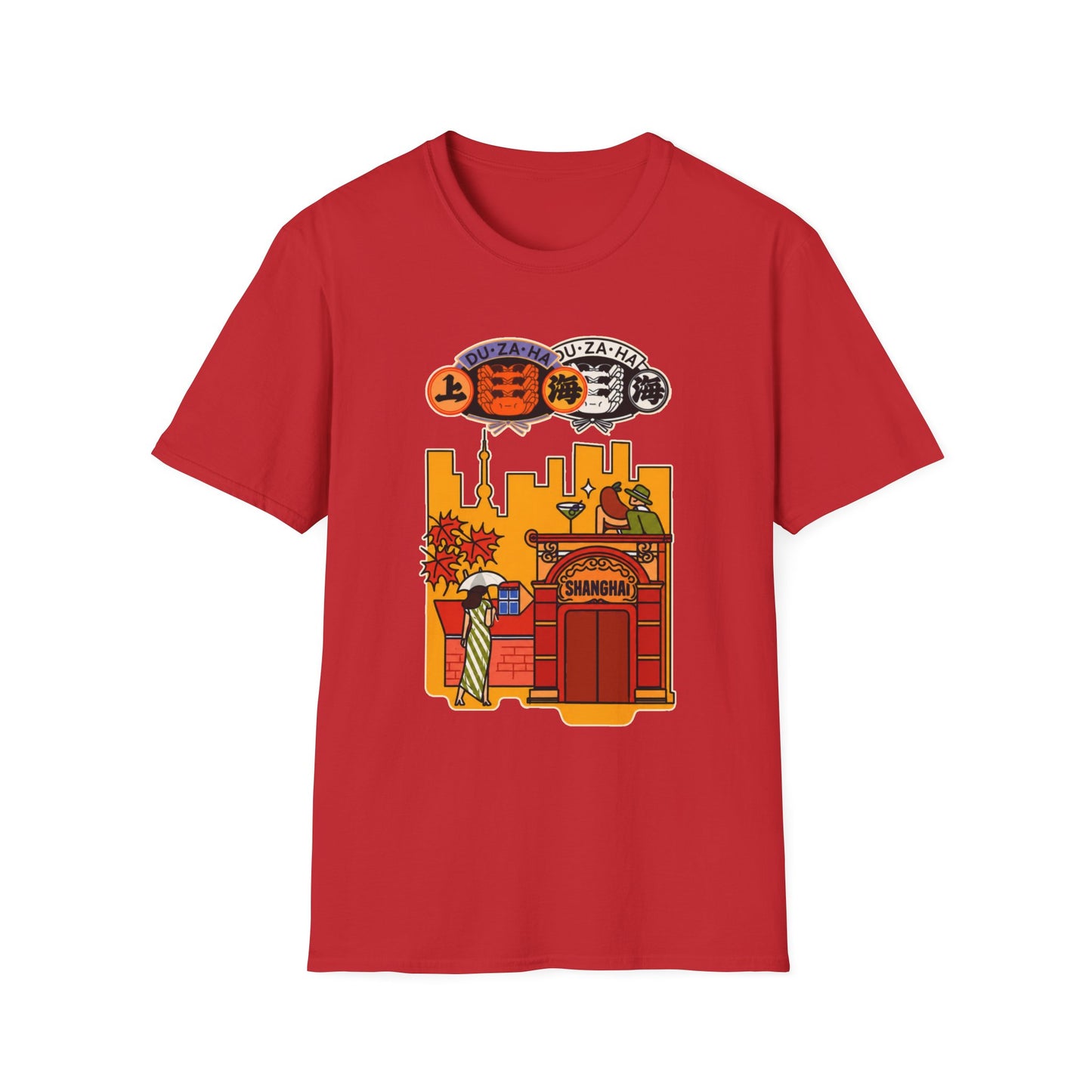 Skyline Ramen Scene T-Shirt — Retro Japanese Noodle Shop Design