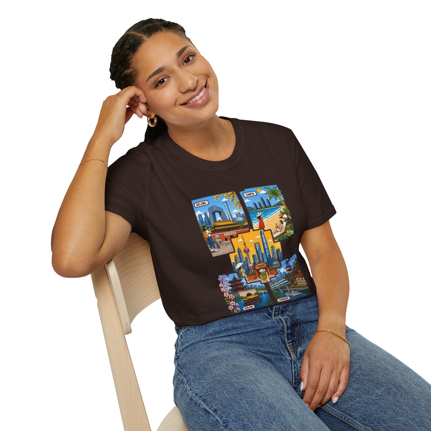 Cityscape Postcard T-Shirt — Miami & Dubai Travel Vintage Graphic Tee