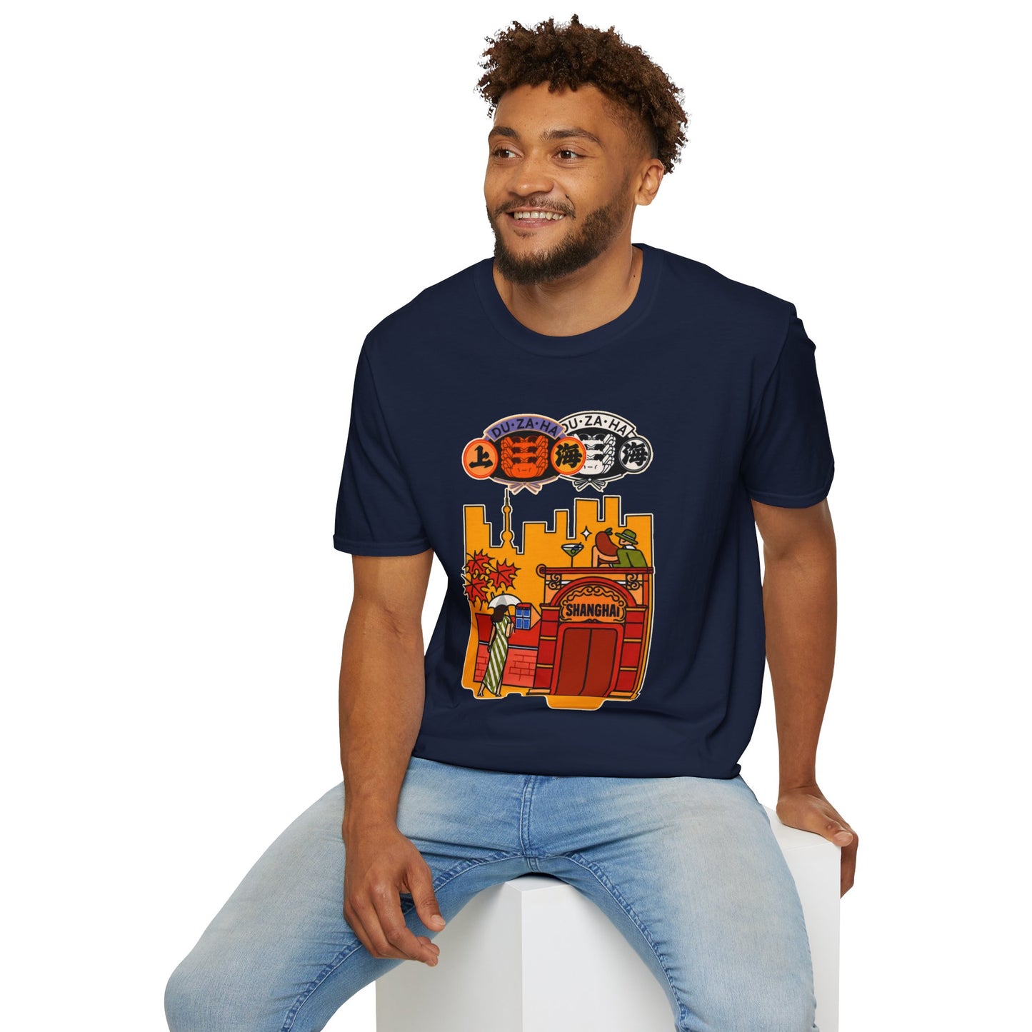 Skyline Ramen Scene T-Shirt — Retro Japanese Noodle Shop Design