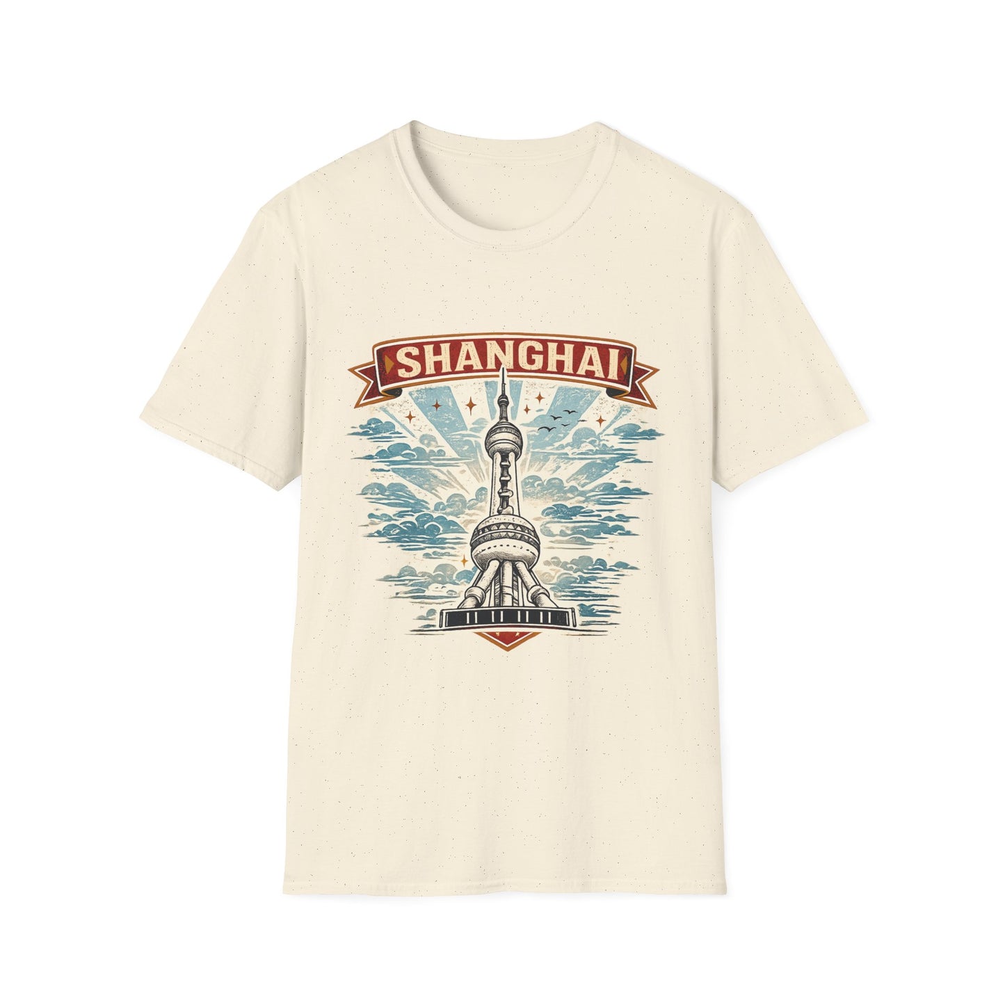 Shanghai Skyline T-Shirt — Retro Oriental Pearl Tower Travel Tee