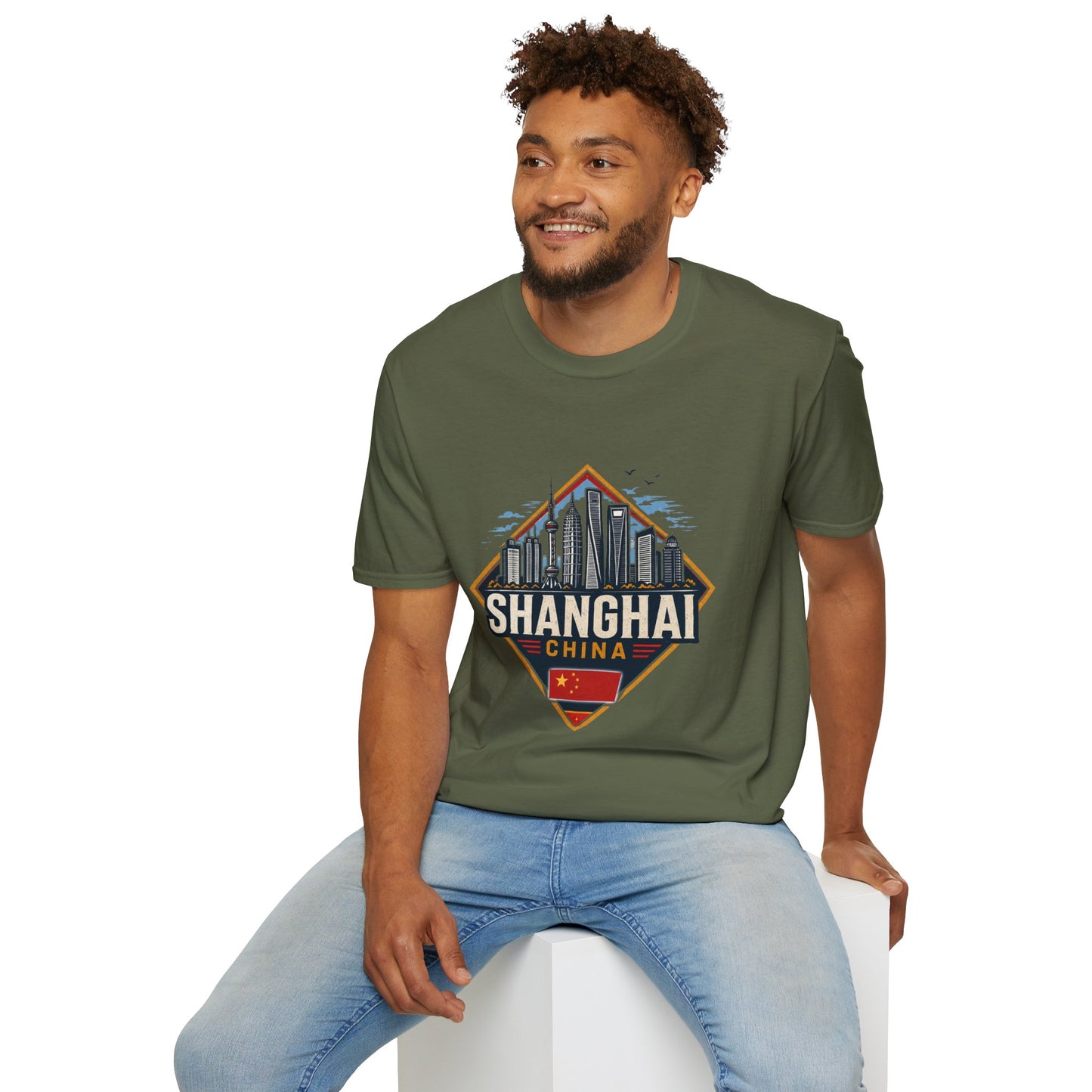 Shanghai Skyline T-Shirt — Retro Cityscape Travel Tee (Shanghai, China)