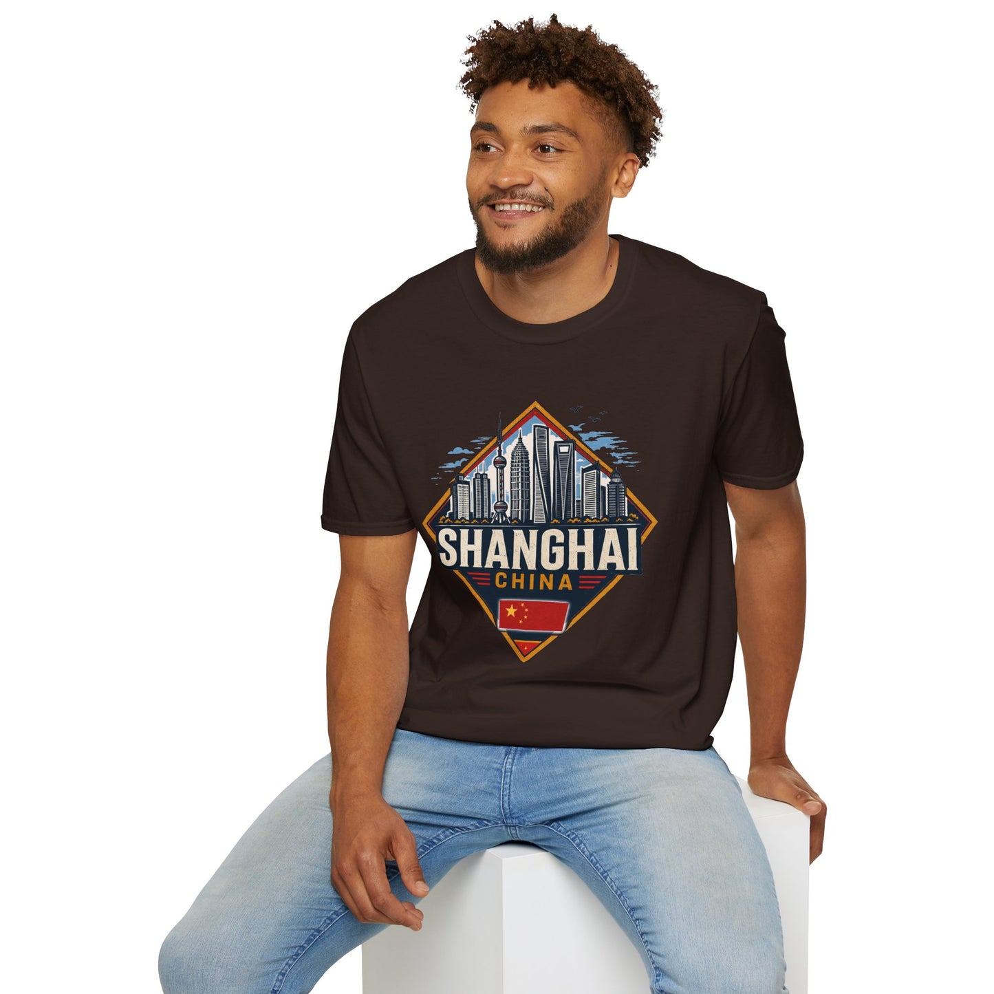 Shanghai Skyline T-Shirt — Retro Cityscape China Travel Tee