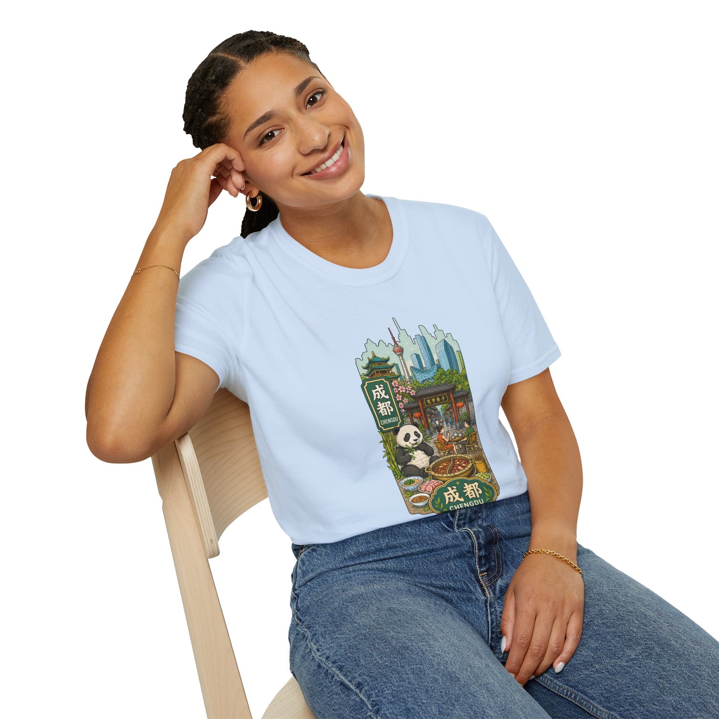 Chengdu Travel T-Shirt — Panda & Cityscape Graphic Tee
