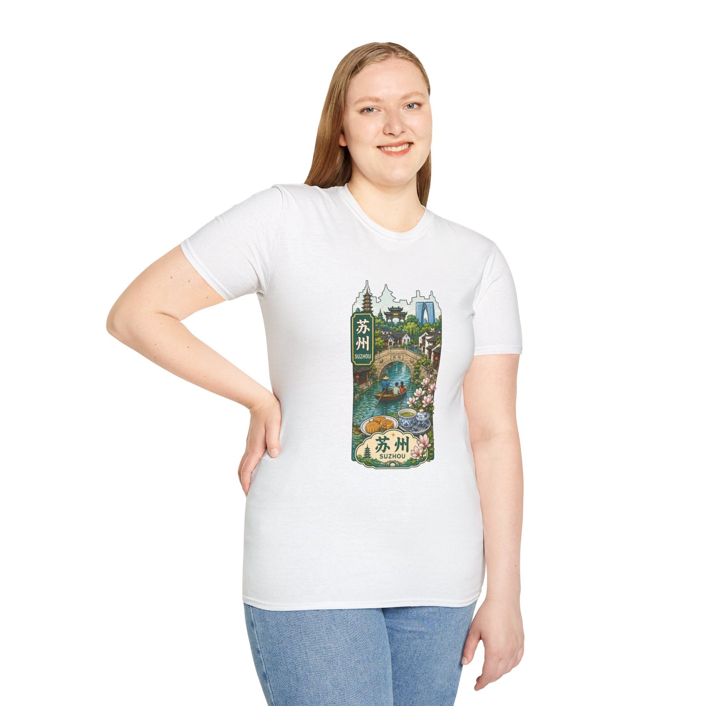 Suzhou Scenic T-Shirt — Traditional Chinese Water Town Illustration