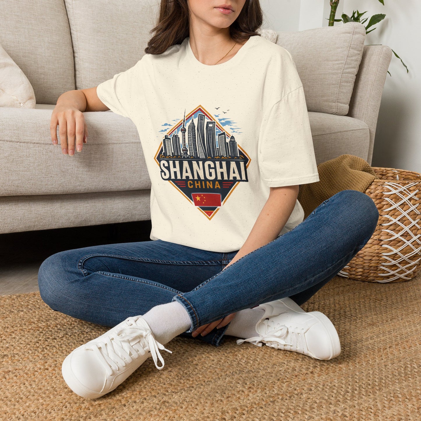 Shanghai Skyline T-Shirt — Retro Cityscape Travel Tee (Shanghai, China)