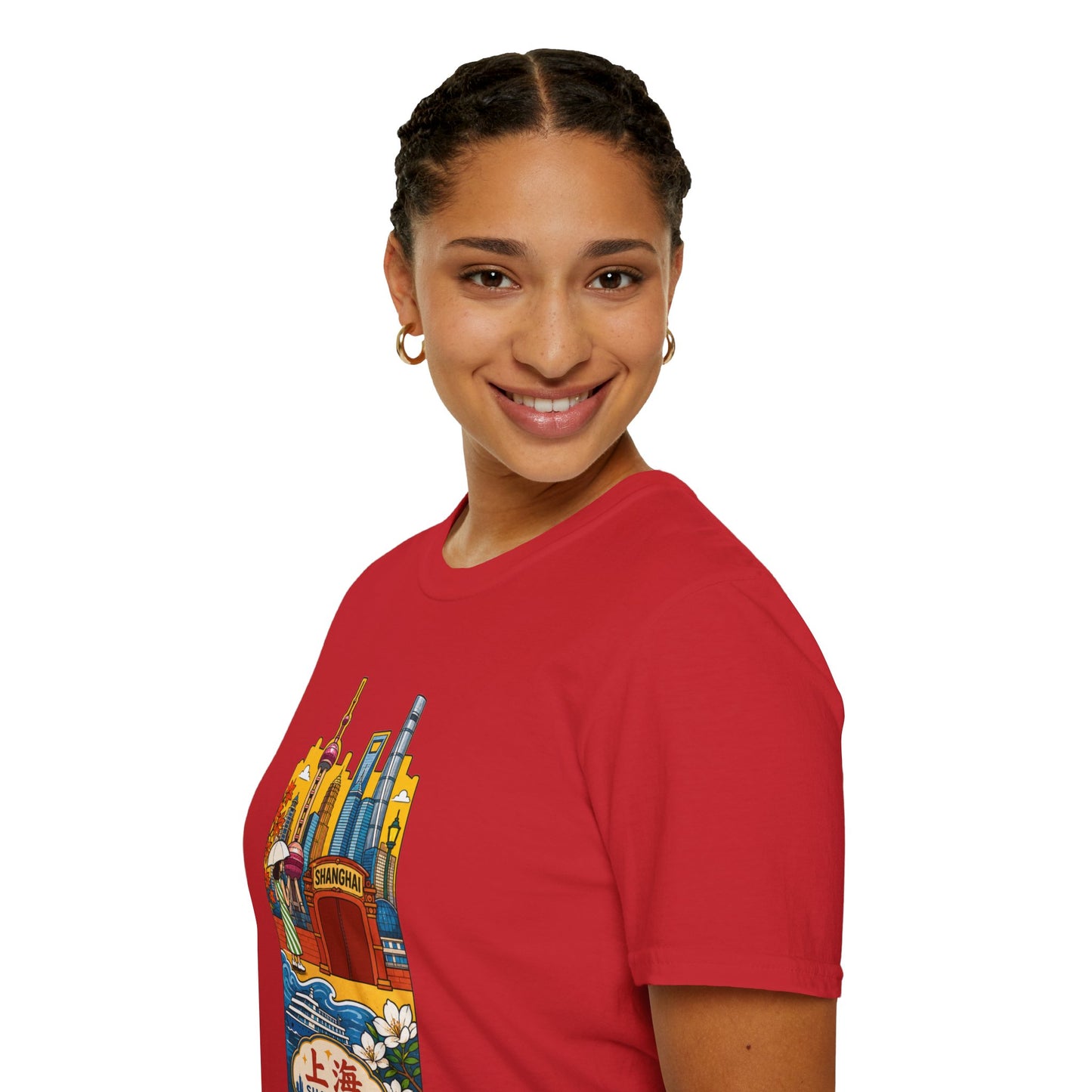 Shanghai Skyline T-Shirt — Vintage Cityscape with Chinese Characters