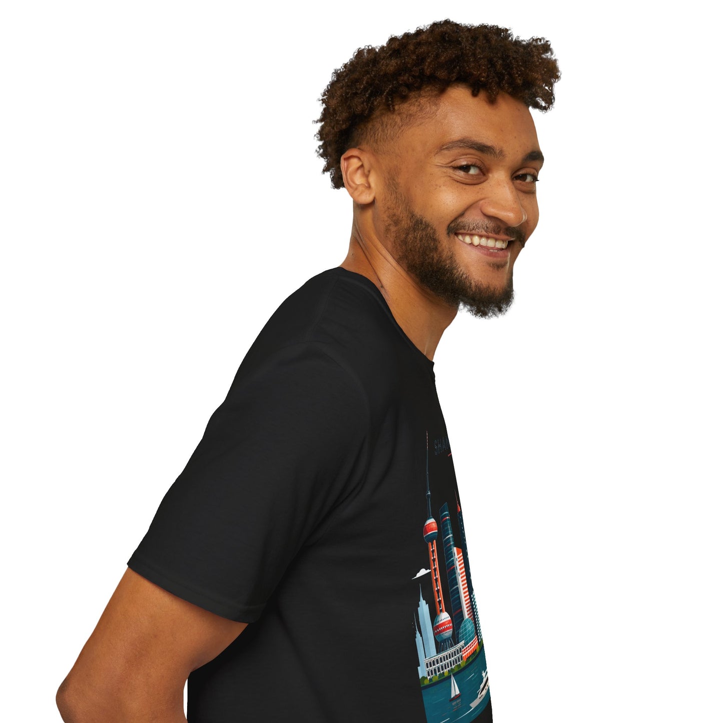 Shanghai Skyline T‑Shirt — Retro Red Sun Cityscape Tee