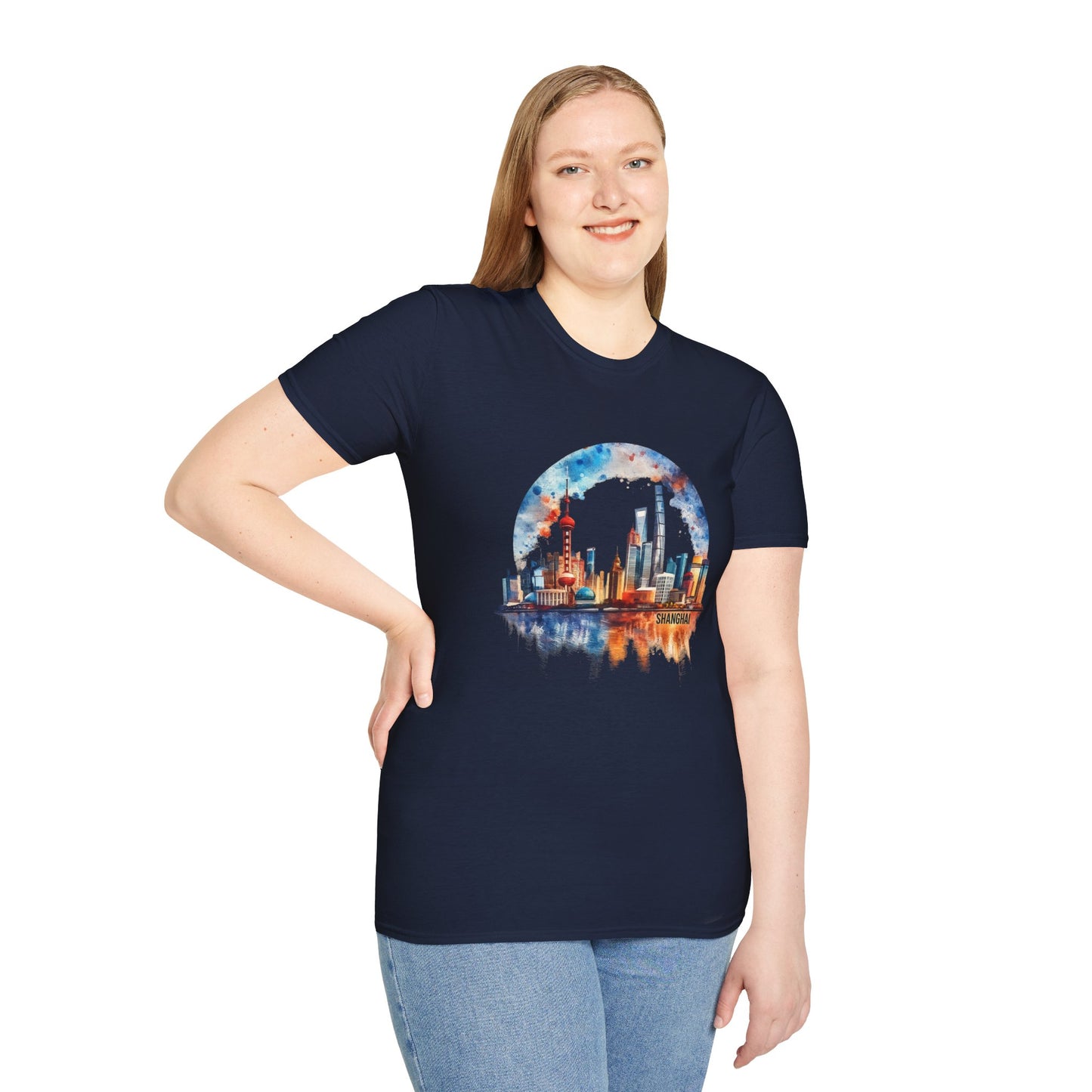 City Skyline T-Shirt — Watercolor Shanghai Landscape Tee