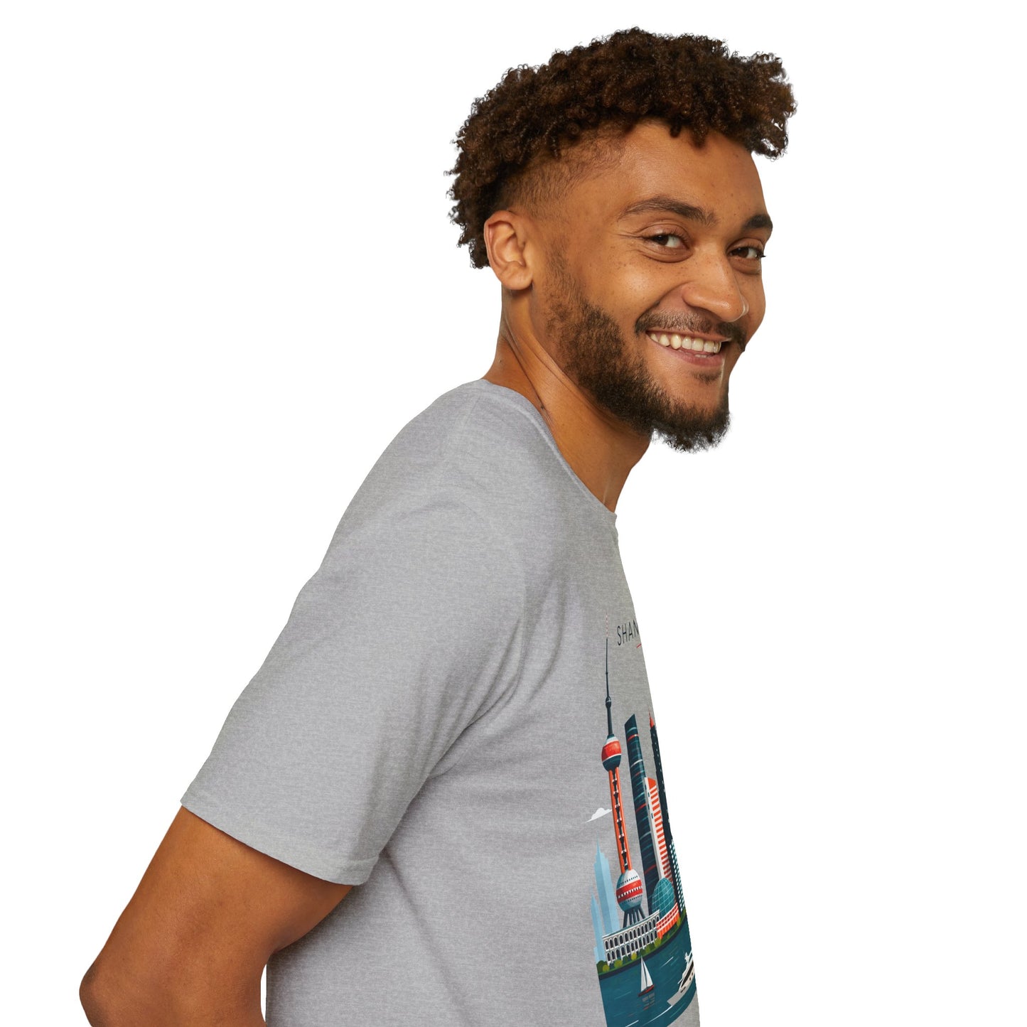 Shanghai Skyline T‑Shirt — Retro Red Sun Cityscape Tee