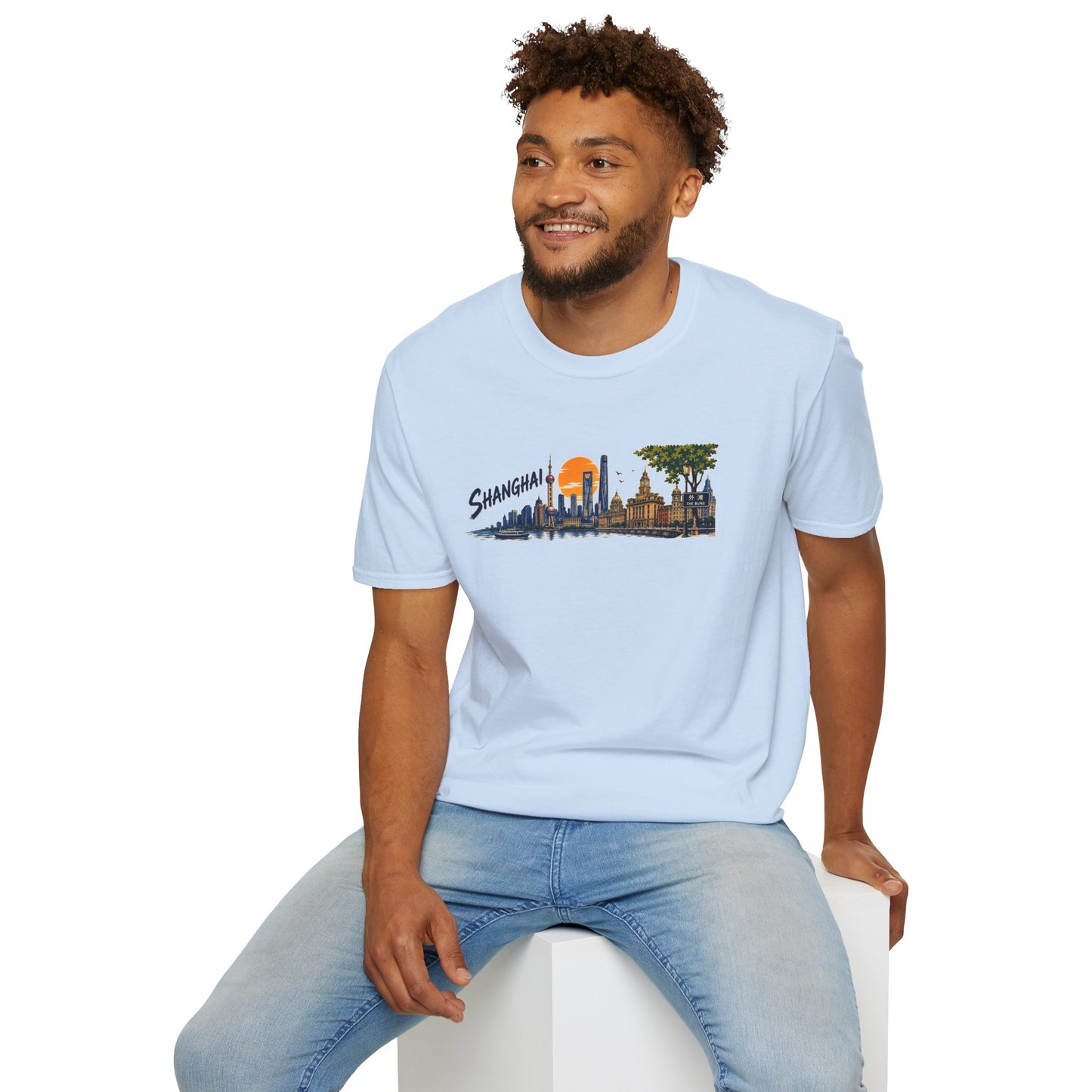 Shanghai Skyline T-Shirt — Vintage Cityscape Sunset Tee