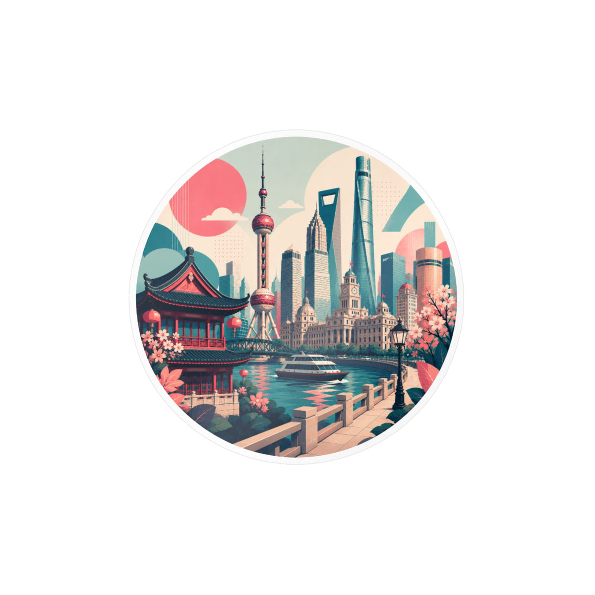 Shanghai Skyline Kiss-Cut Vinyl Decal