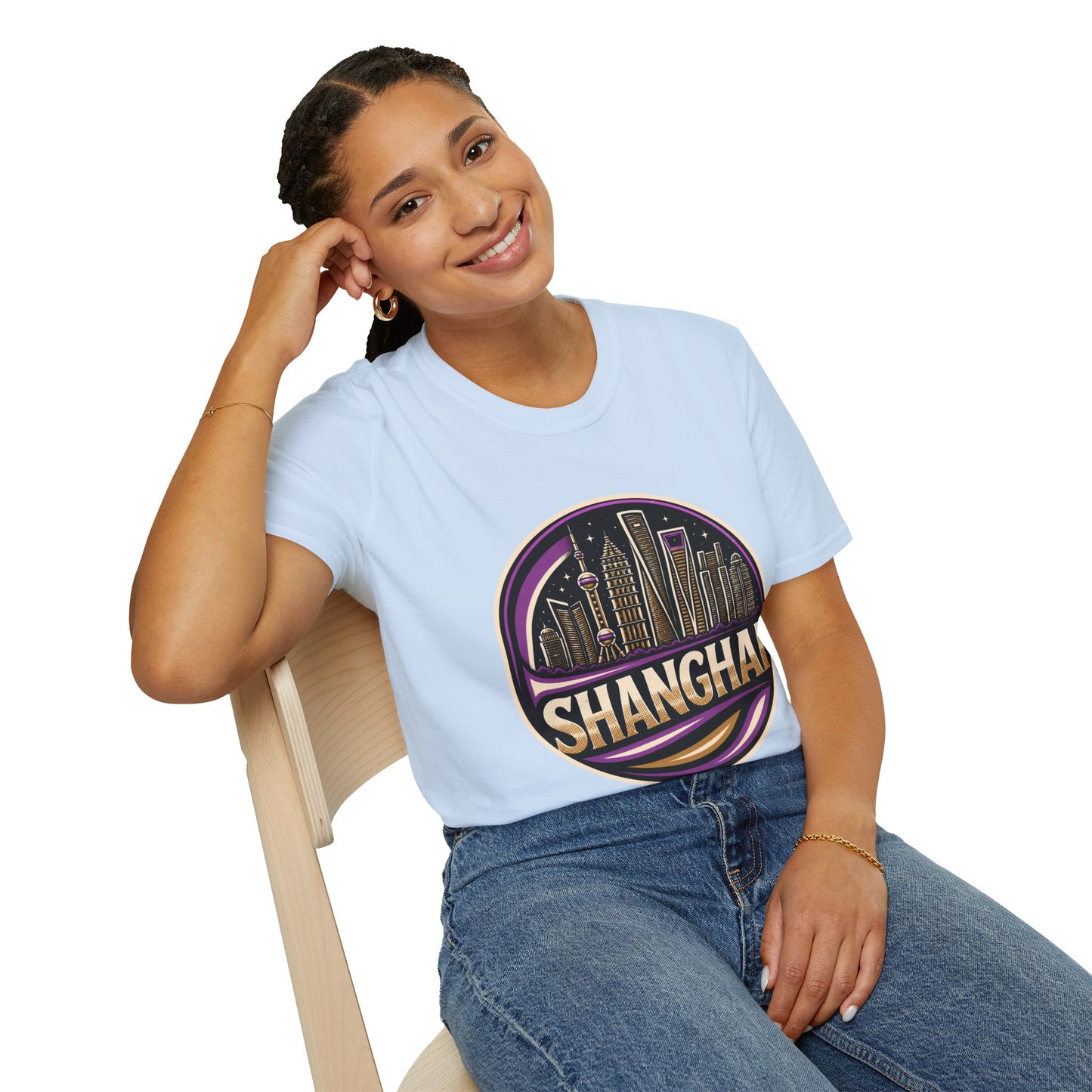 Shanghai Skyline T-Shirt — Retro Neon Cityscape Tee