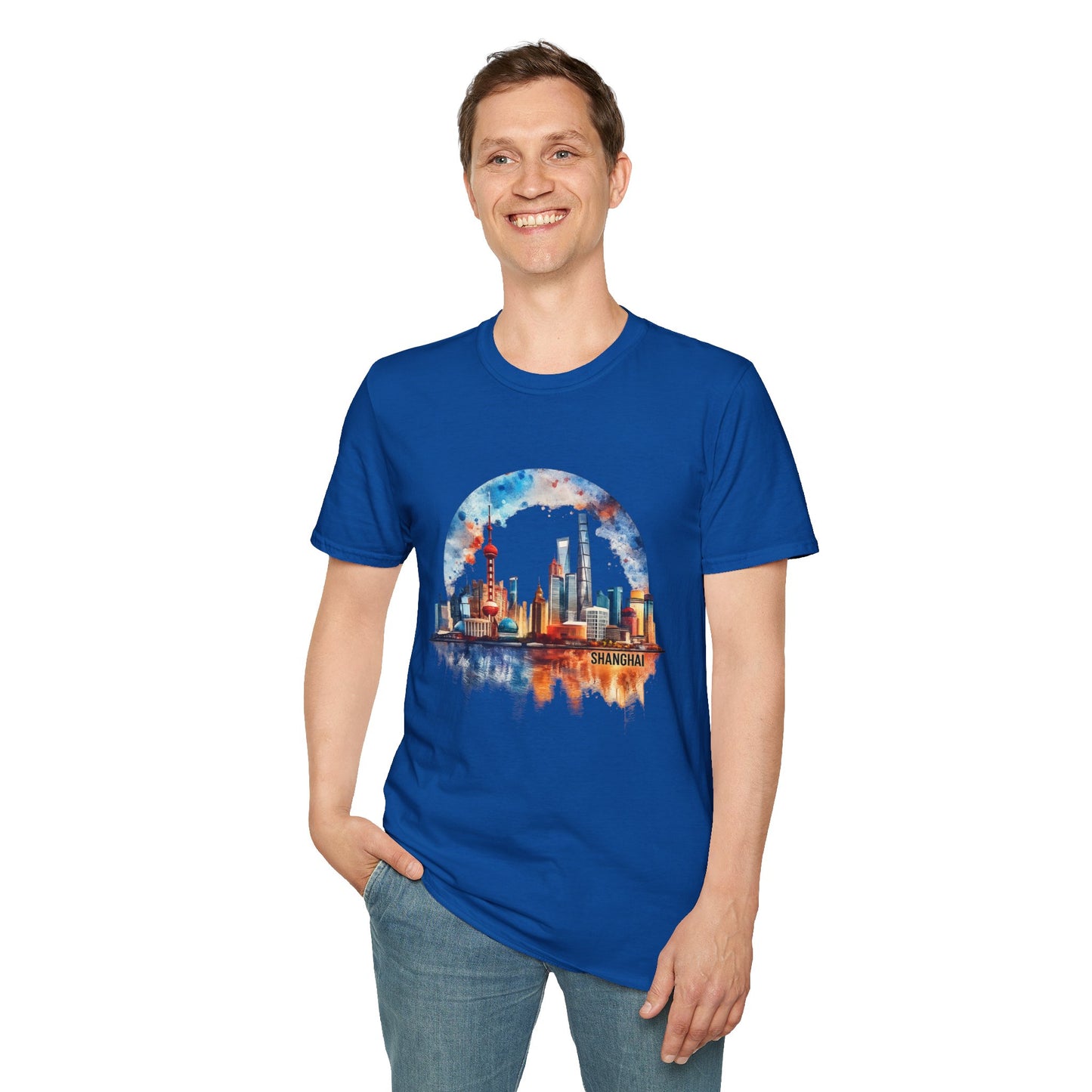 City Skyline T-Shirt — Watercolor Shanghai Landscape Tee
