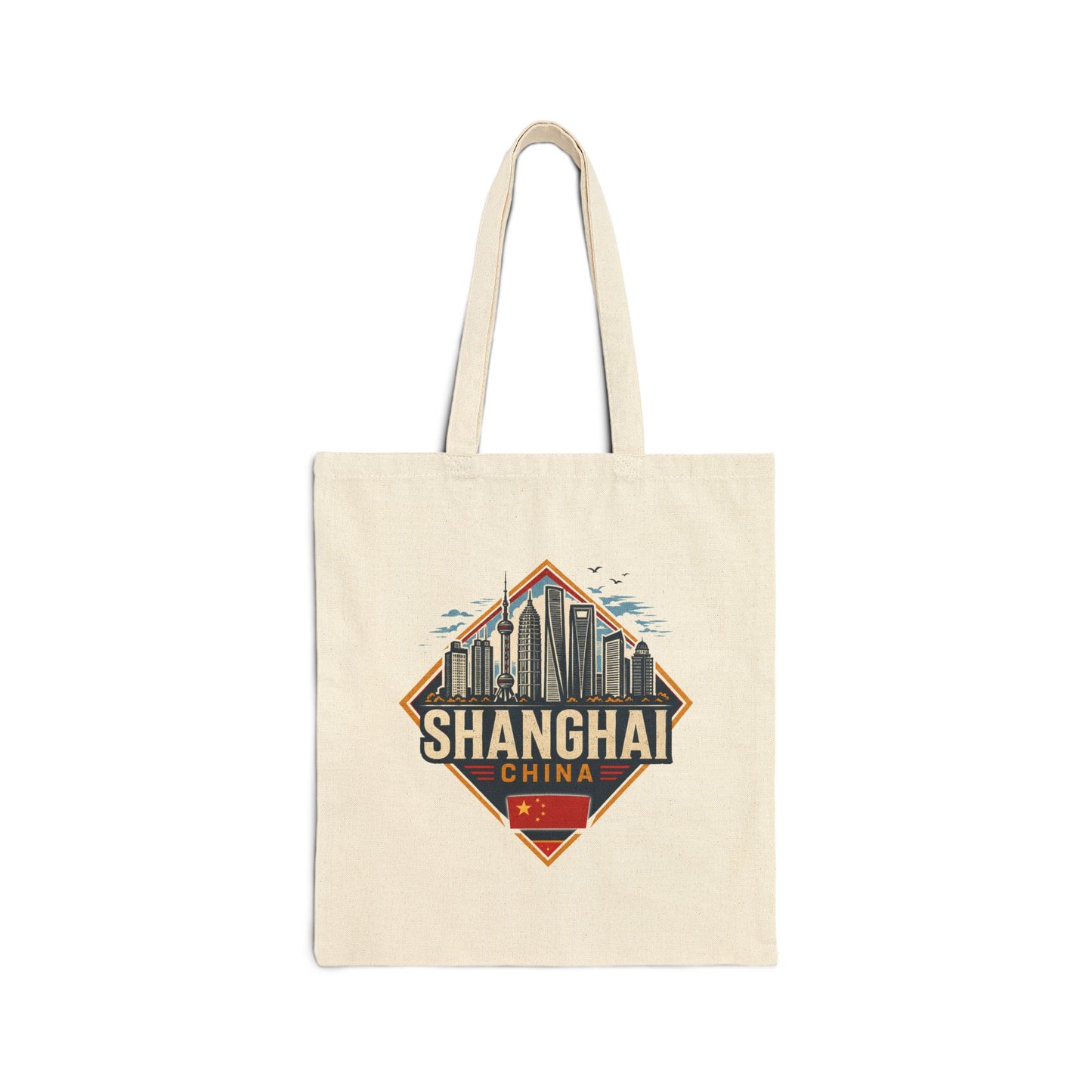 Shanghai Skyline Cotton Tote Bag – Vintage China Travel Market Tote
