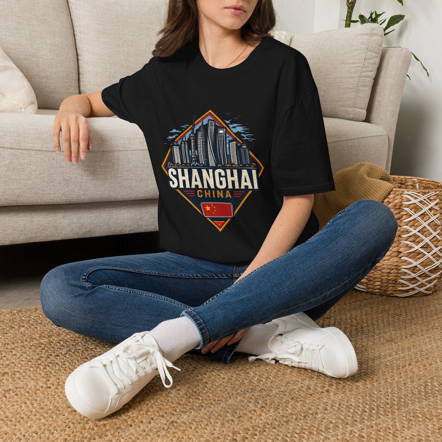Shanghai Skyline T-Shirt — Retro Cityscape Travel Tee (Shanghai, China)
