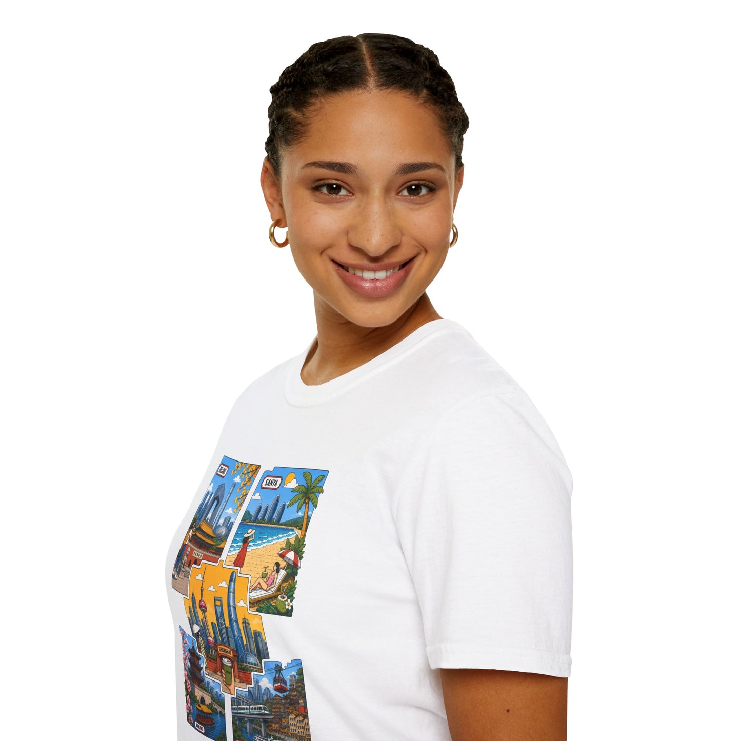 Cityscape Postcard T-Shirt — Miami & Dubai Travel Vintage Graphic Tee