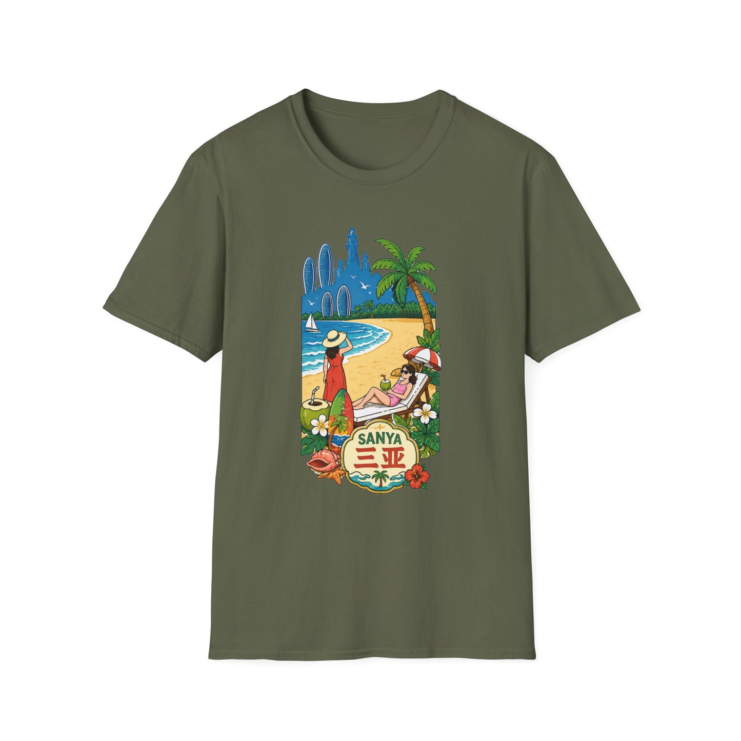 Beach Resort Graphic T-Shirt — Sanya Tropical Vacation Design