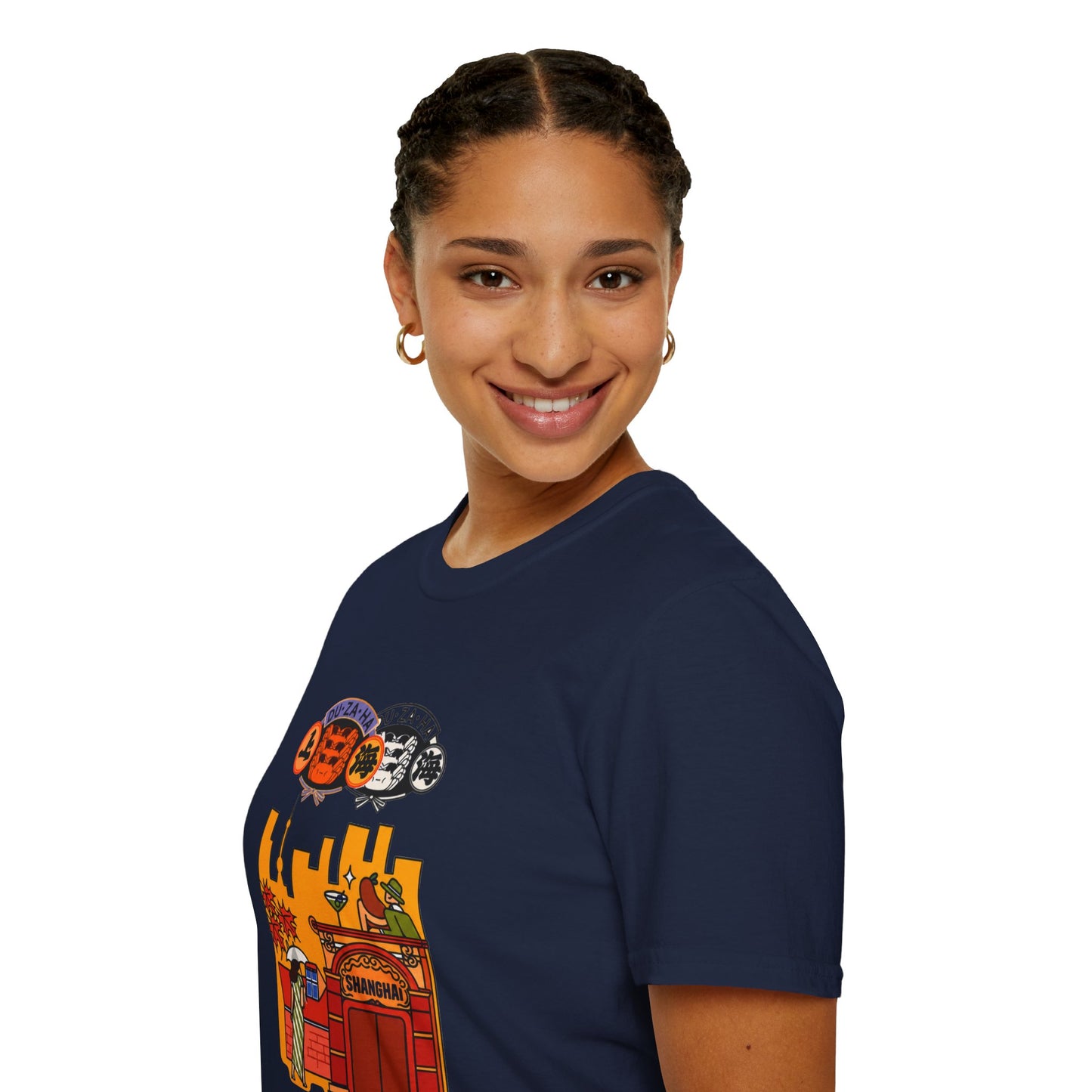 Shanghai Cityscape T-Shirt — Retro Skyline, Lanterns & Nightlife Graphic