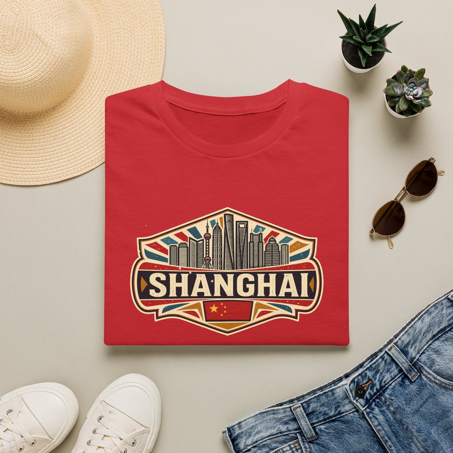 Shanghai Skyline T-Shirt — Vintage City Travel Tee