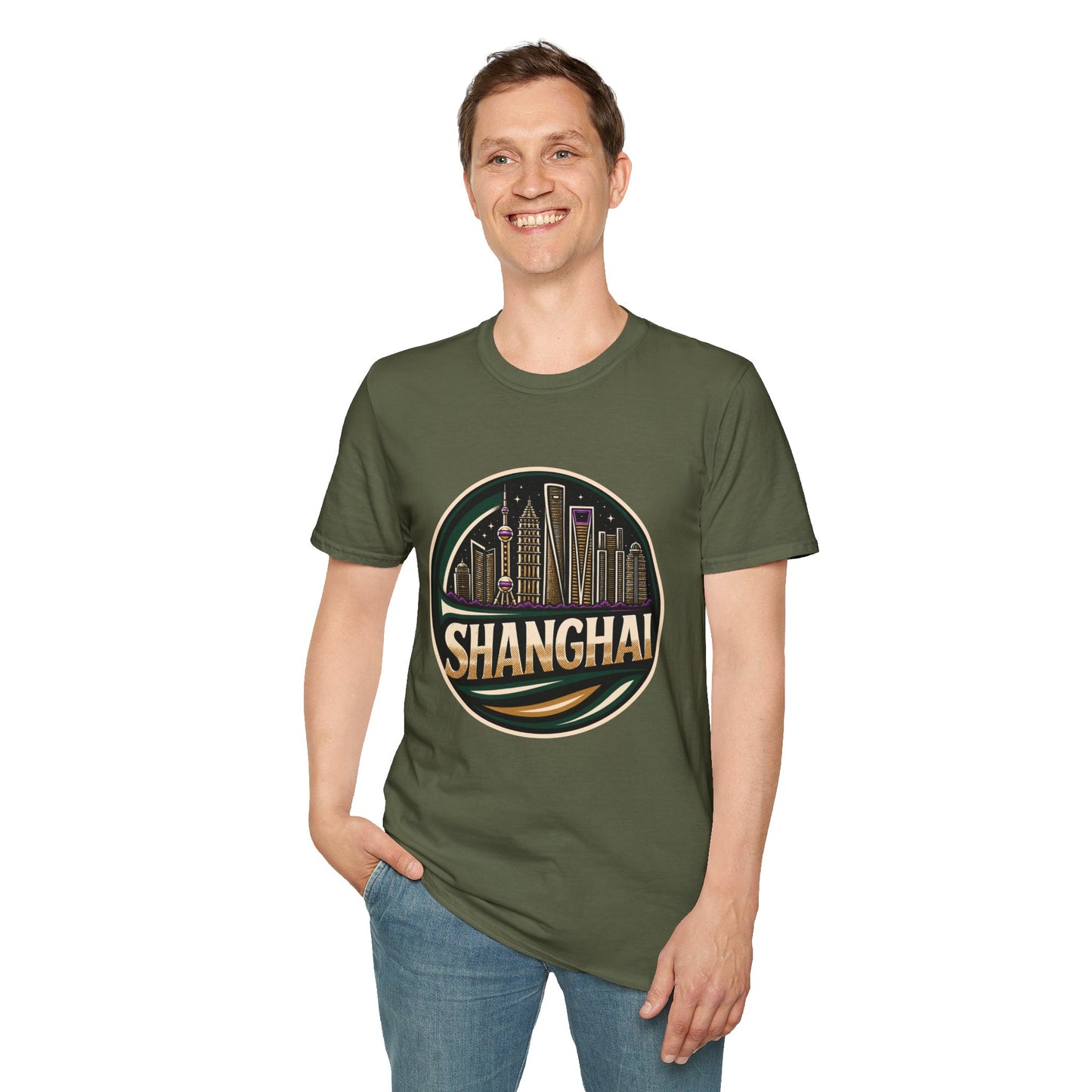 Shanghai Skyline T-Shirt — Retro Cityscape Tee