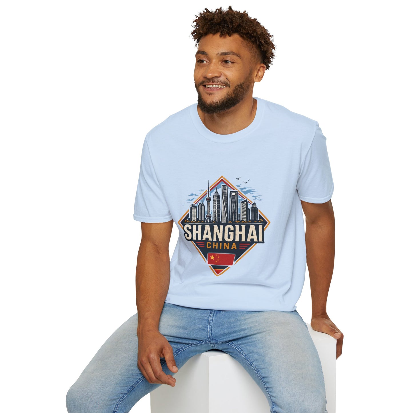 Shanghai Skyline T-Shirt — Retro Cityscape Travel Tee (Shanghai, China)