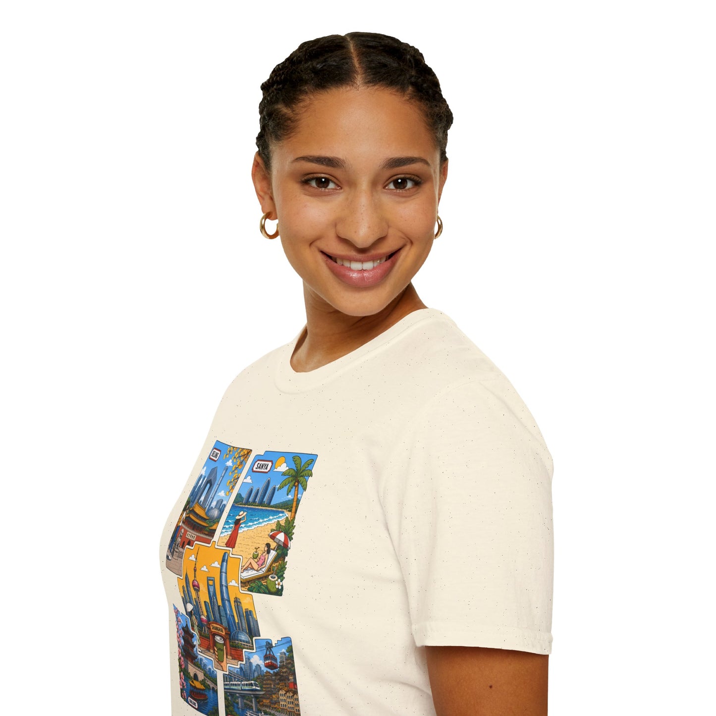 Cityscape Postcard T-Shirt — Miami & Dubai Travel Vintage Graphic Tee