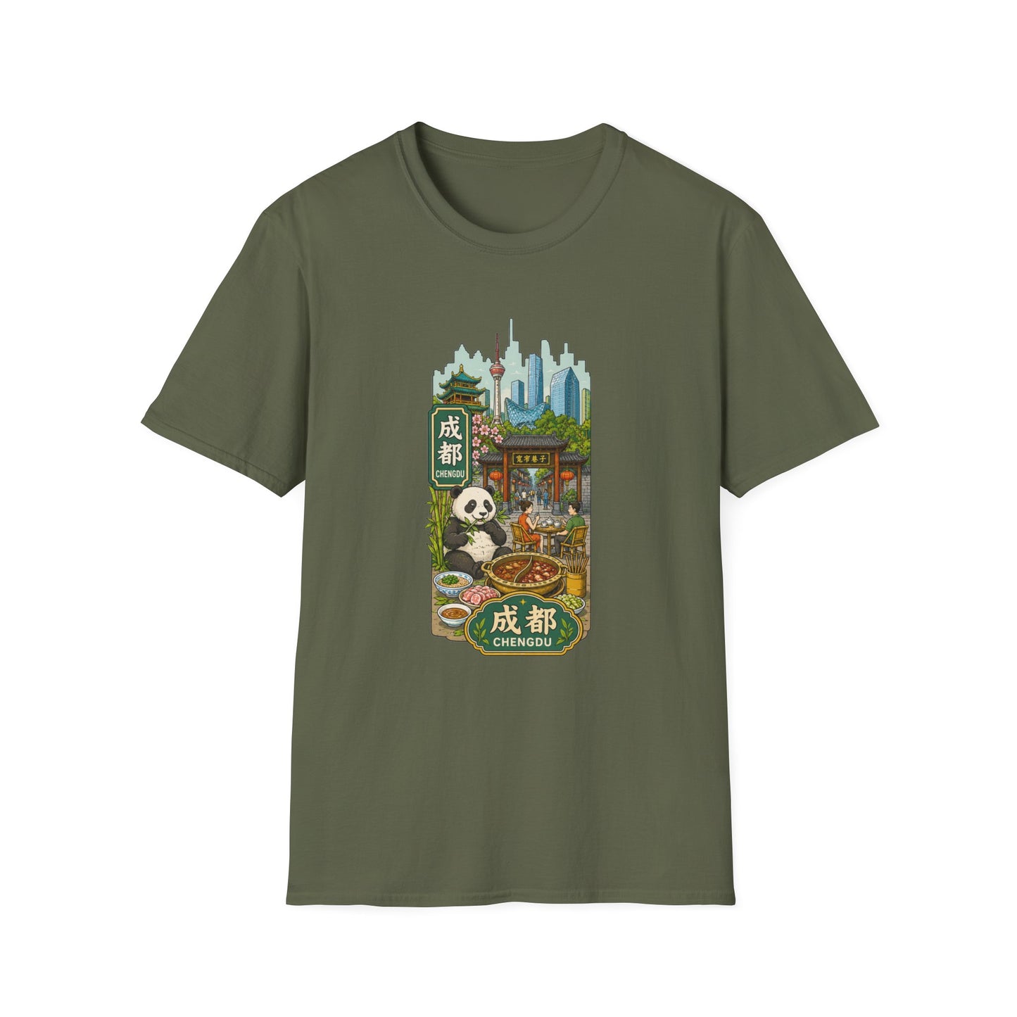 Chengdu Travel T-Shirt — Panda & Cityscape Graphic Tee