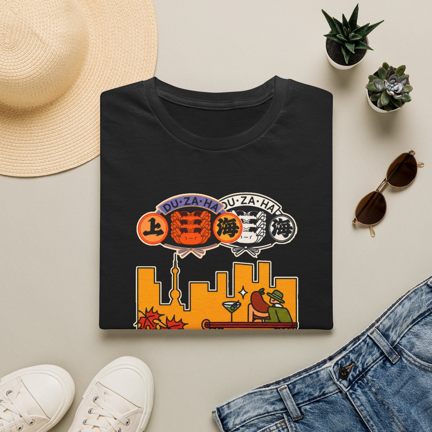 Skyline Ramen Scene T-Shirt — Retro Japanese Noodle Shop Design