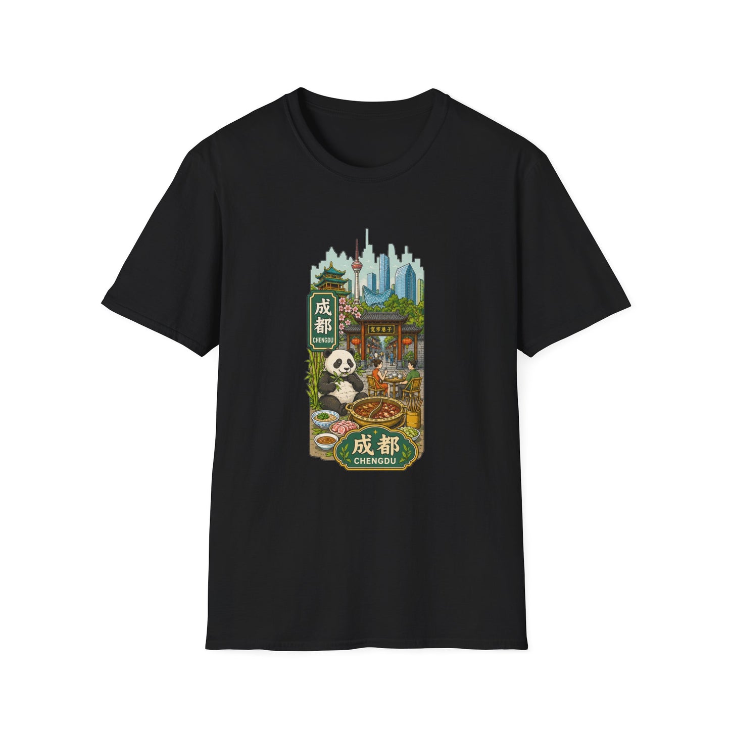 Chengdu Travel T-Shirt — Panda & Cityscape Graphic Tee