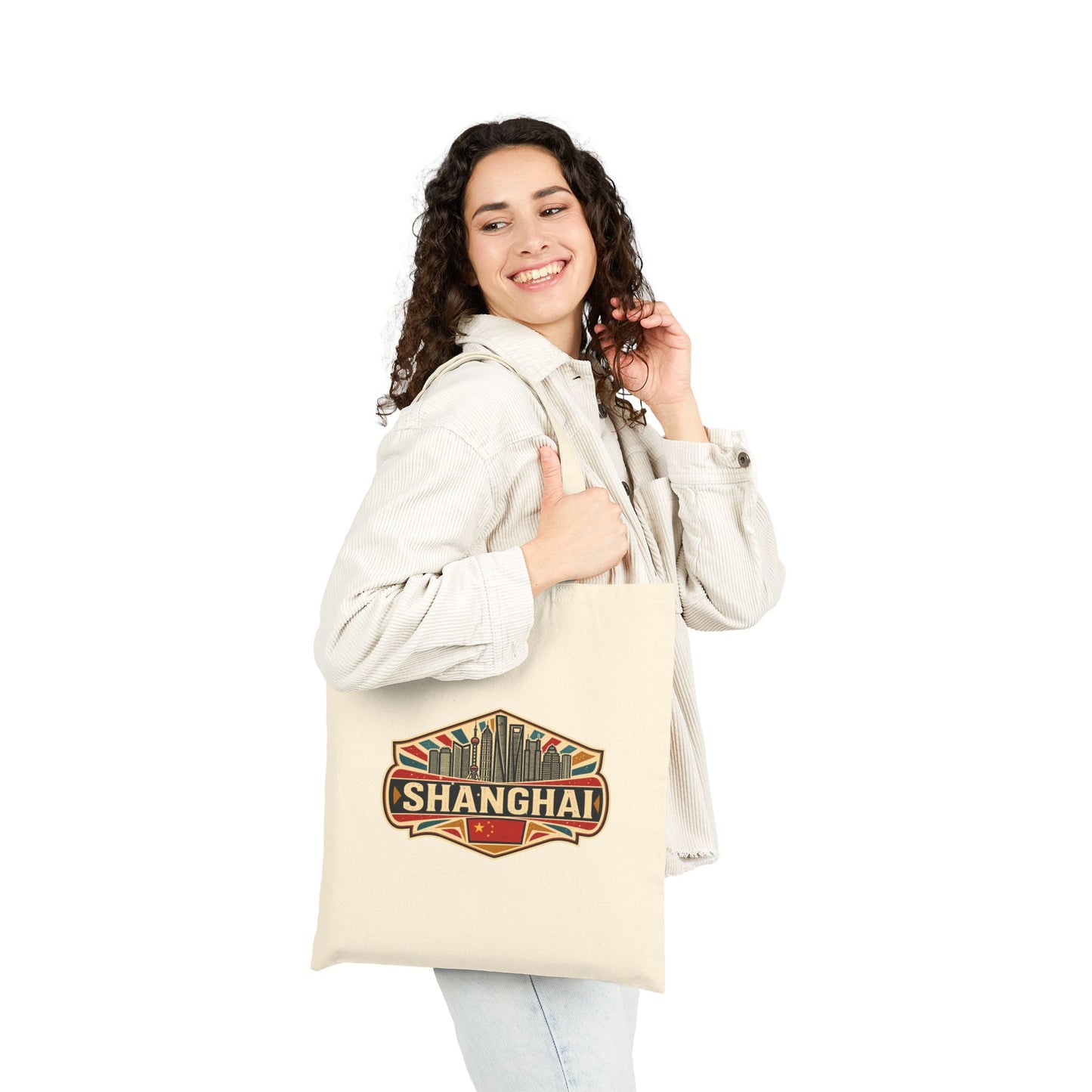 Shanghai Skyline Cotton Tote Bag – Retro City Travel Tote