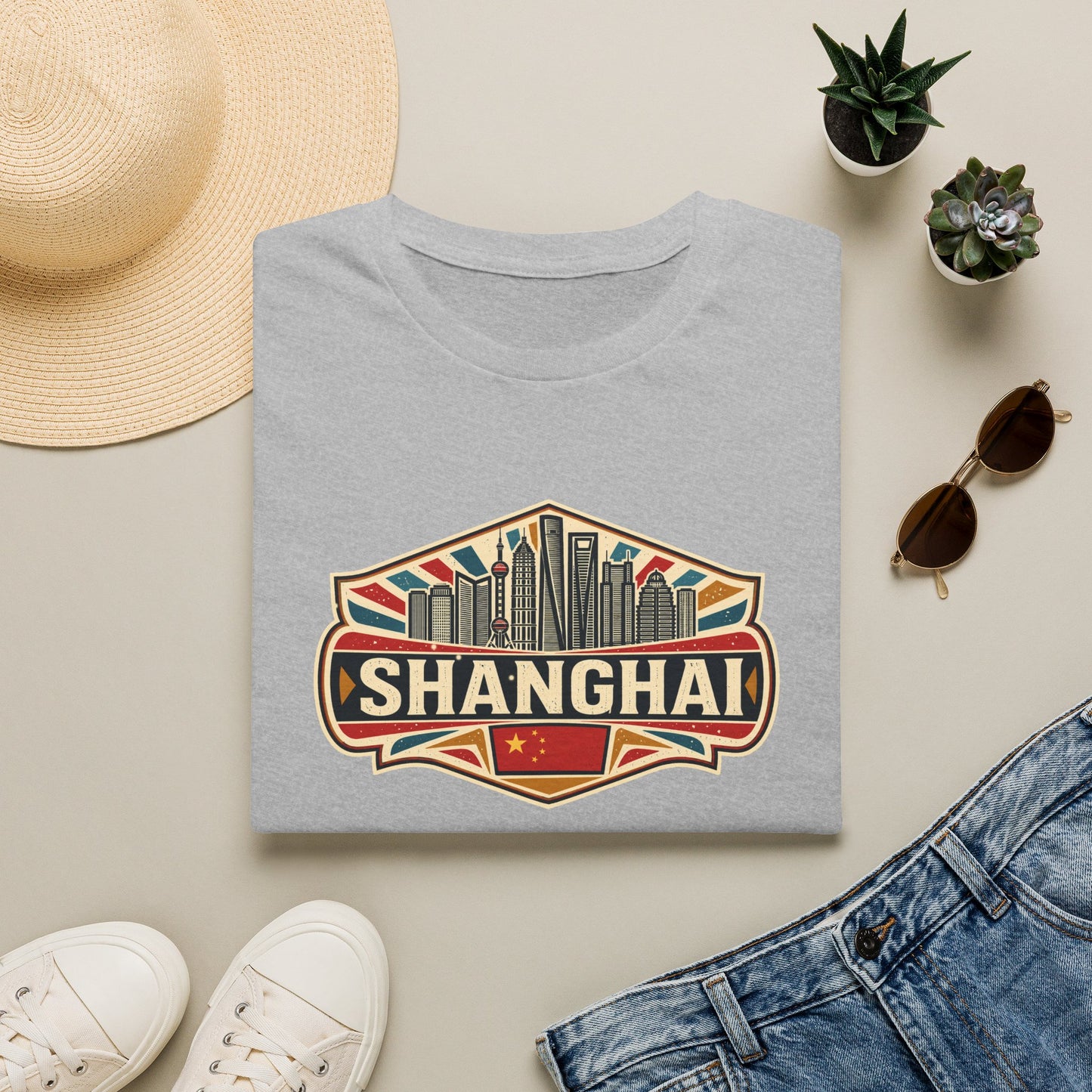 Shanghai Skyline T-Shirt — Vintage City Travel Tee