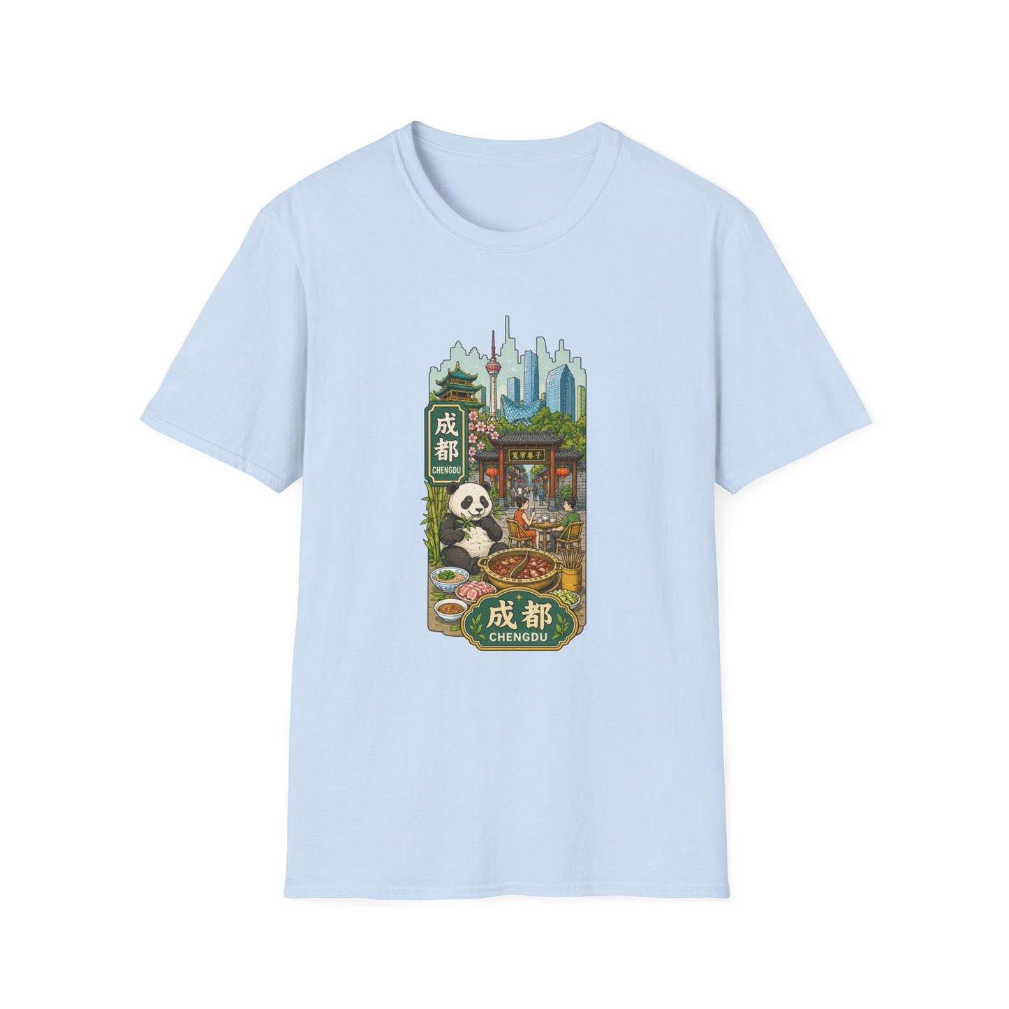 Chengdu Travel T-Shirt — Panda & Cityscape Graphic Tee