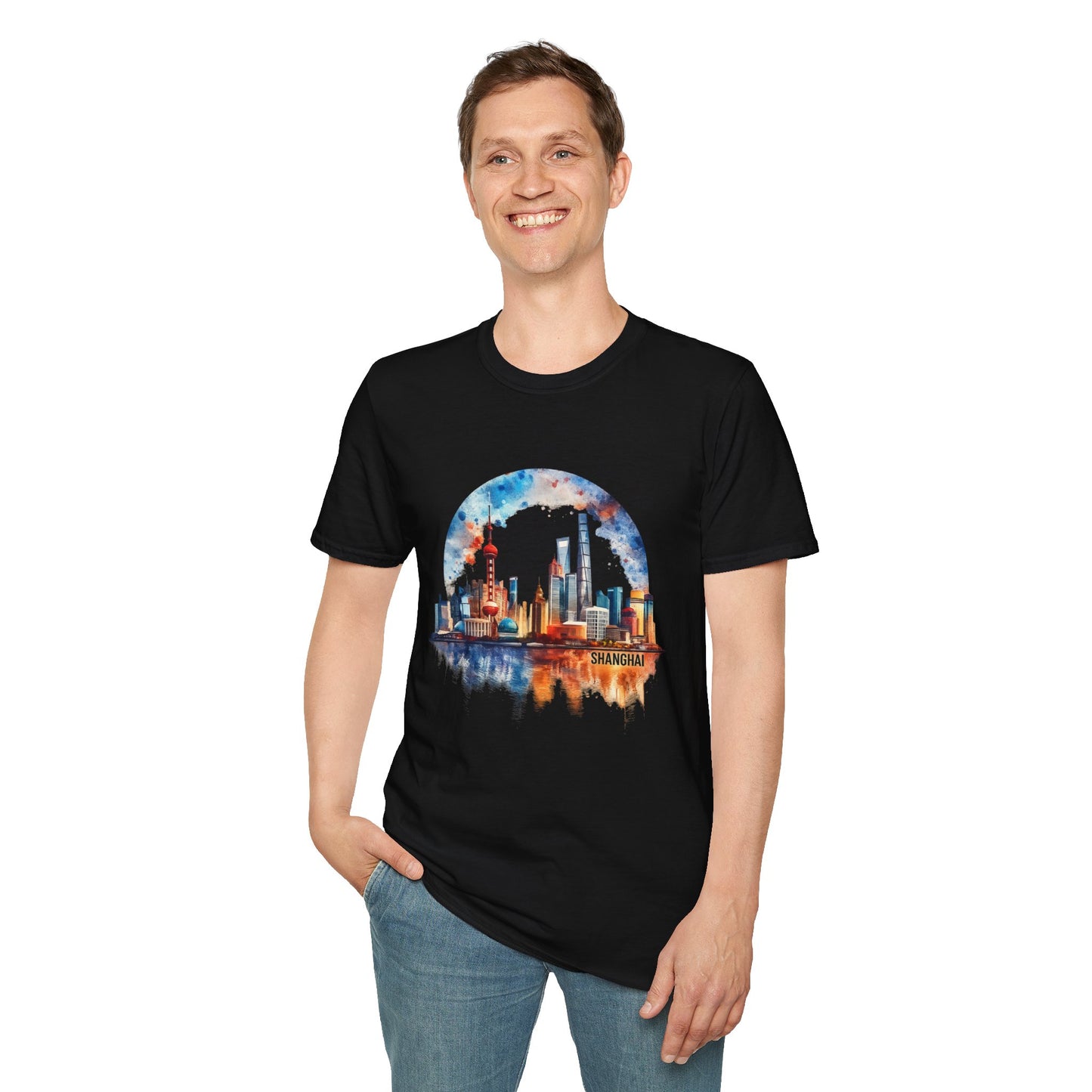 City Skyline T-Shirt — Watercolor Shanghai Landscape Tee